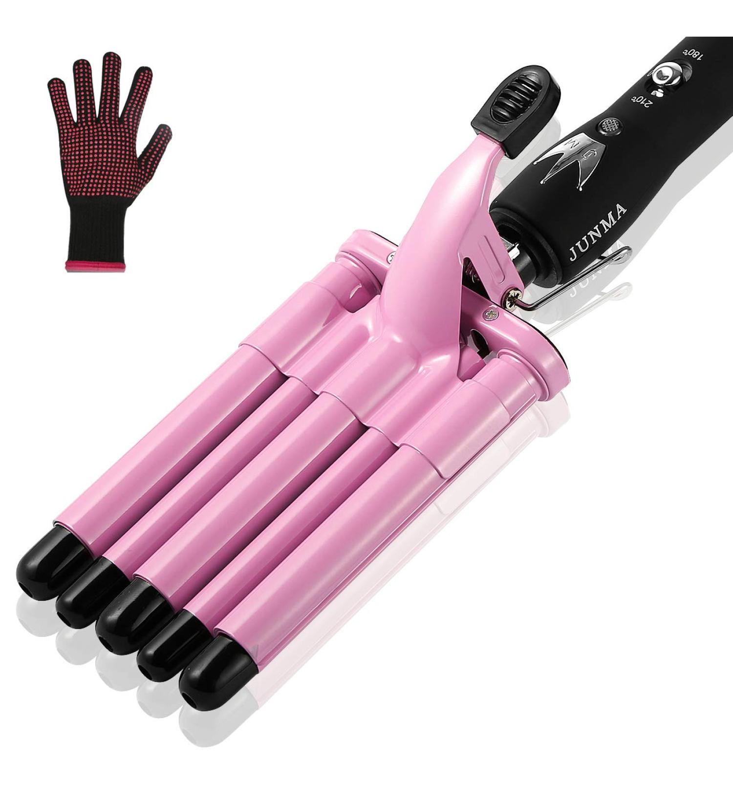 5 Barrel Hair Curling Iron - 16mm Ceramic Crimper with Adjustable Temperature & Gloves - Perfect for International Shipping - Buy Online on GoSupps.com
