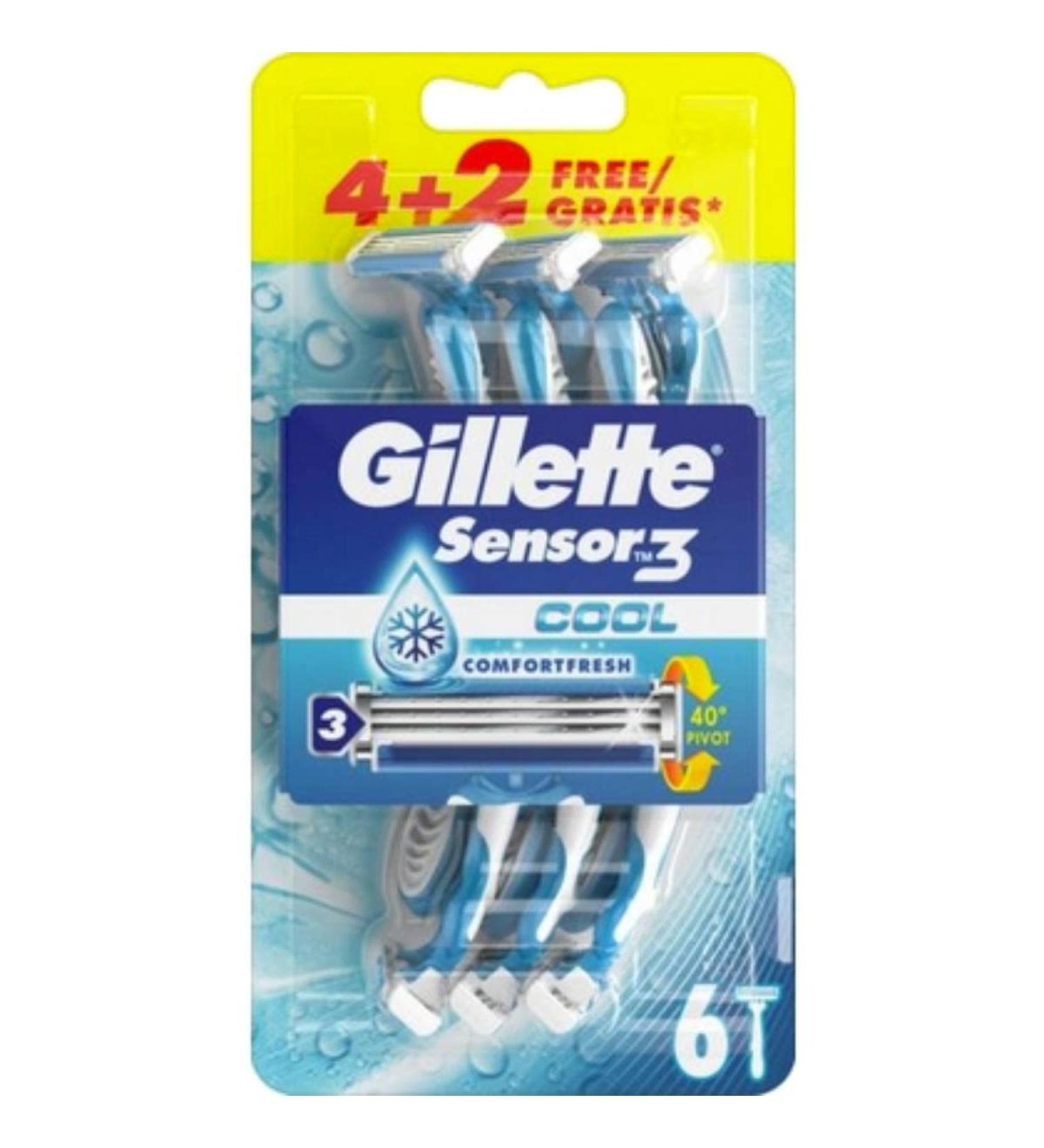 Buy Gillette Sensor3 Cool Disposable Razors for Men - 6 Pack (4+2) | International Shipping Available - Buy Online on GoSupps.com