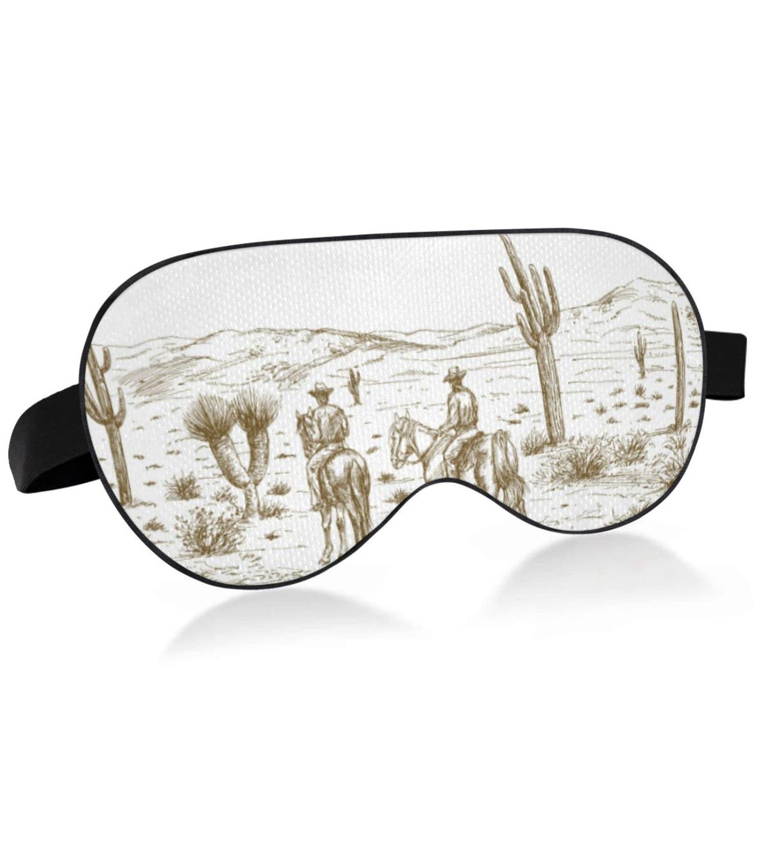 WELLDAY Western Desert Cowboys Sleep Mask - Soft Comfort Blindfold for Men Women | Adjustable Strap for Blockout Light and Restful Sleep - Buy Online on GoSupps.com