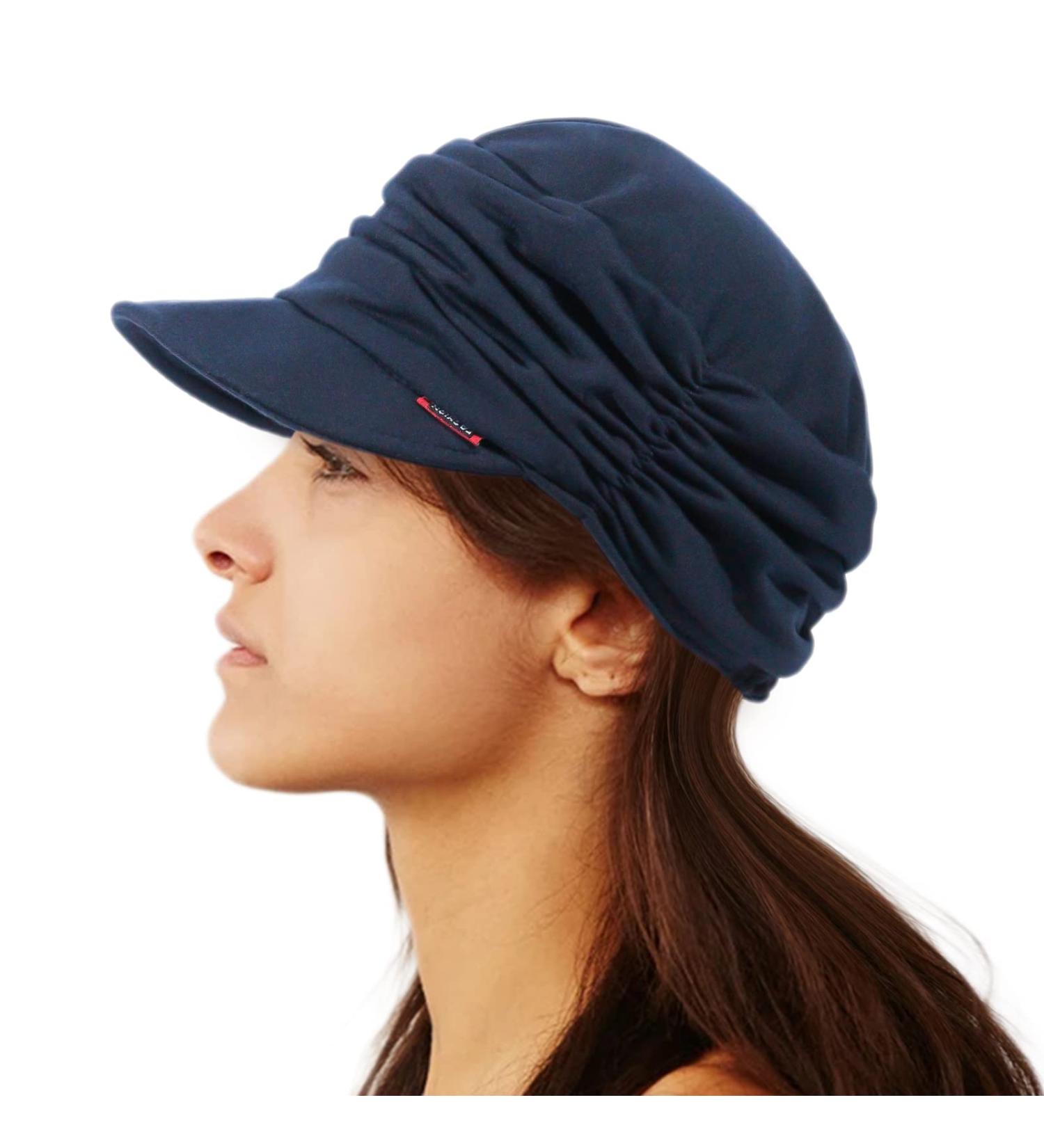 ColorSun Women's Soft Cotton Newsboy Cabbie Cap Beret Hat in Navy Blue - Stylish Painter Visor Baseball Cap - Buy Online on GoSupps.com