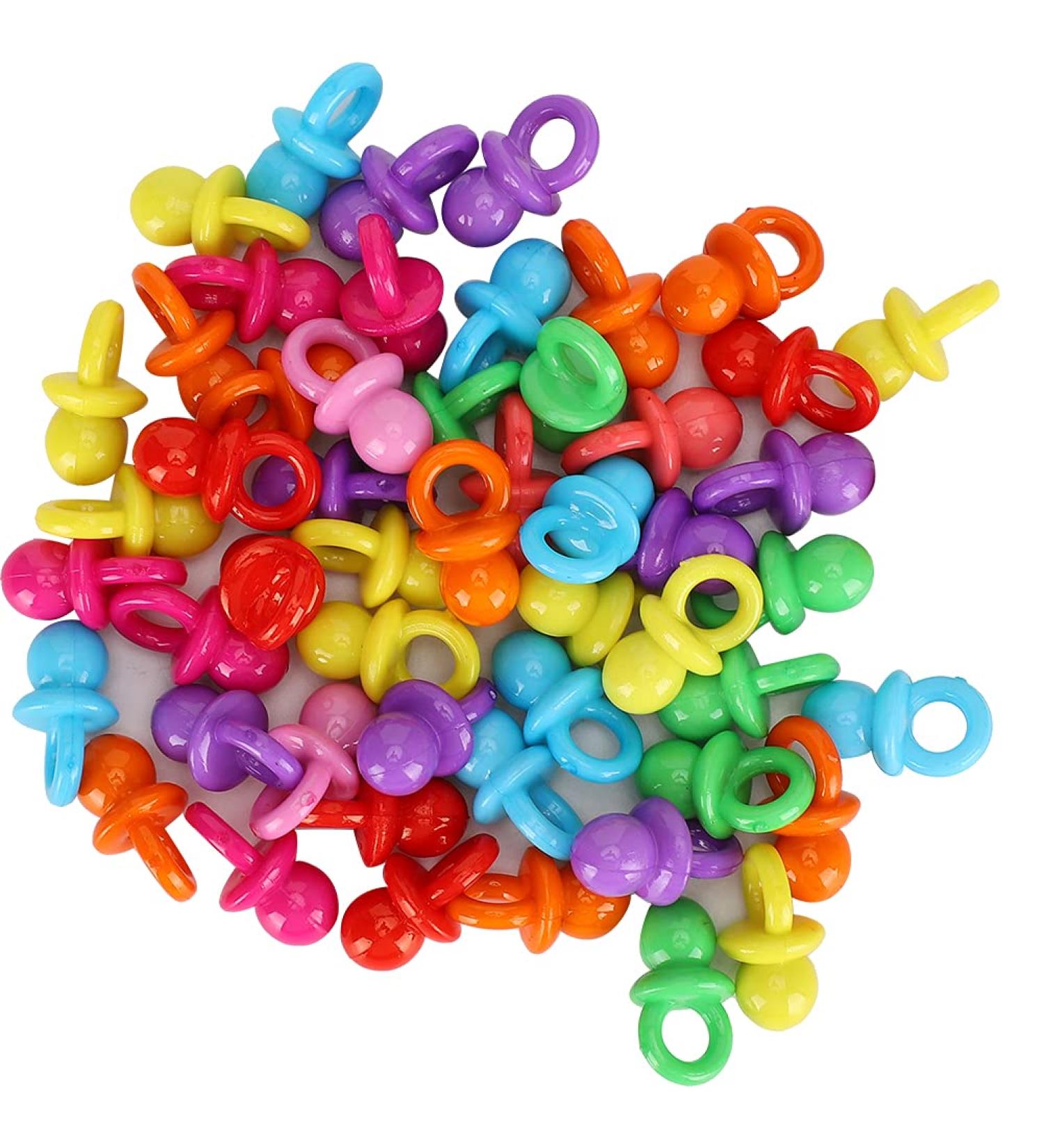 Mini Deco Pacifier Set - 100 Acrylic Pacifiers for Baby Baptism & Birthday Party Decorations | Calming Monochrome Toys - Buy Online on GoSupps.com