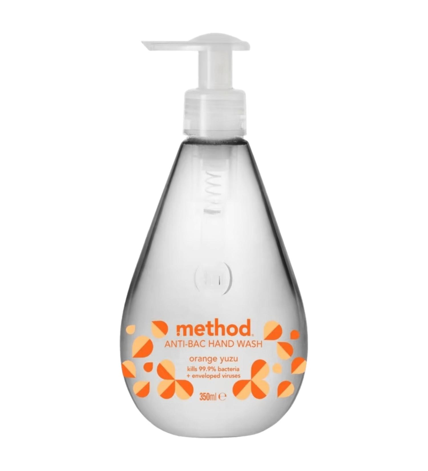 4 x 350ml Antibacterial Hand Wash Orange Yuzu Kills 99.9% Bacteria + Enveloped Viruses (Pack of 1)