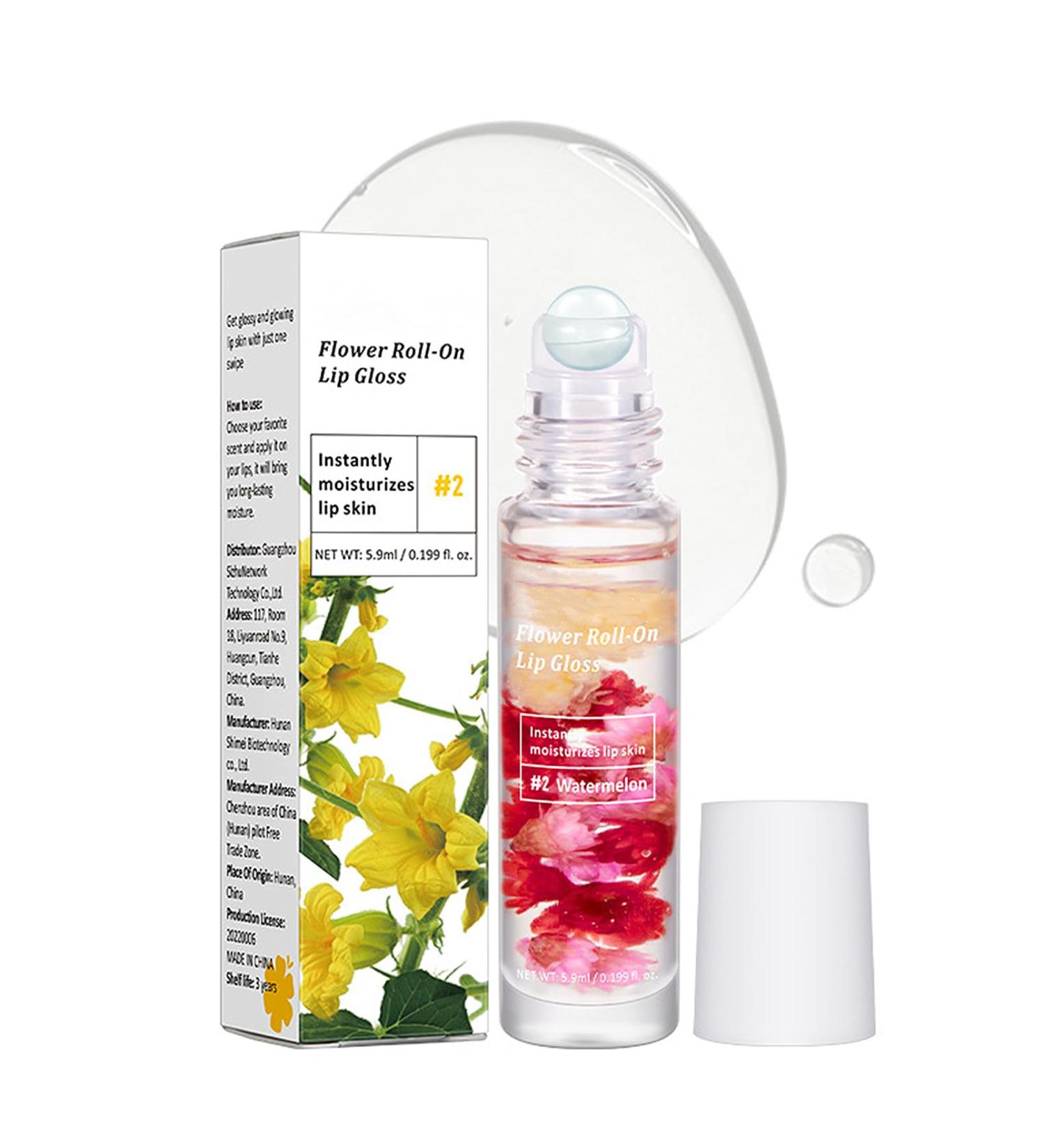 EONFAVE Roll up Flower Lip Gloss colorless lip oil transparent watermelon moisturizing lip oil hydrating jelly lip gloss for longlasting nourishing lips Juicy Fruity Lip Glow Oil - Buy Online on GoSupps.com
