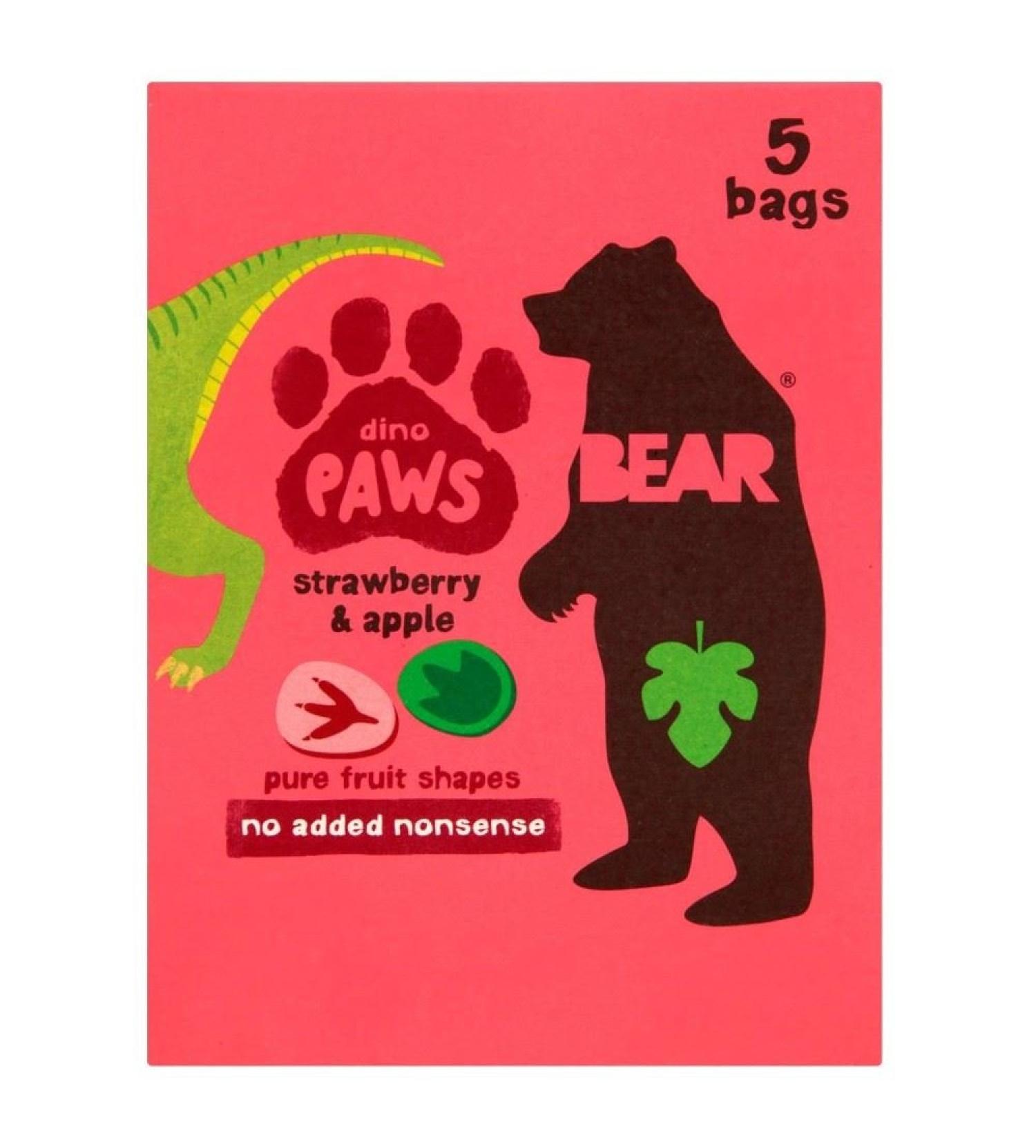 BEAR Dino Paws Strawberry & Apple Bears (5x20g) - Pack of 2
