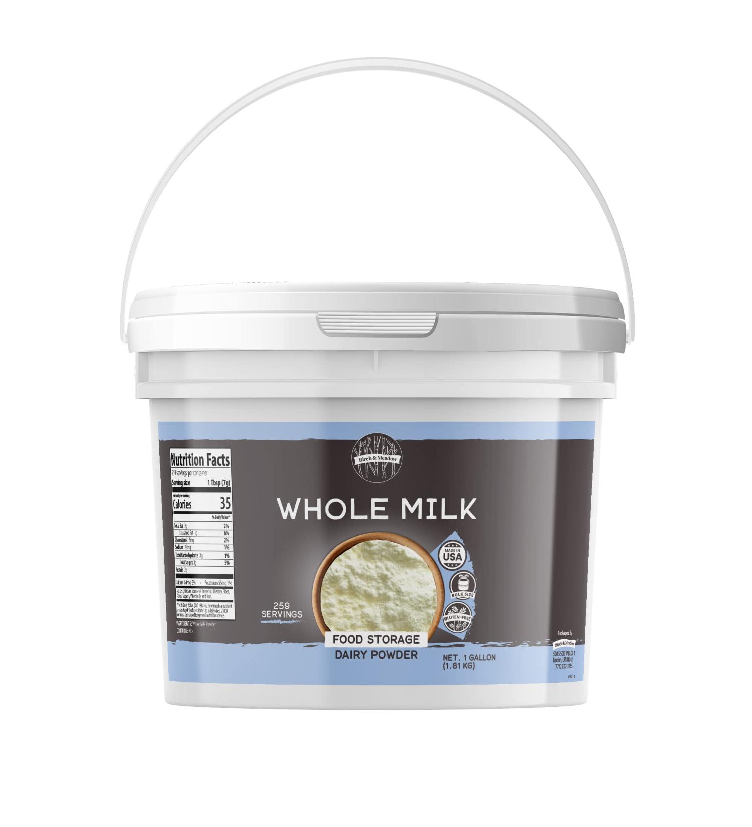 Birch & Meadow 1 Gallon Whole Milk Powder 128 Fl Oz - Light Sweet Taste - Pack of 1 - Buy Online on GoSupps.com