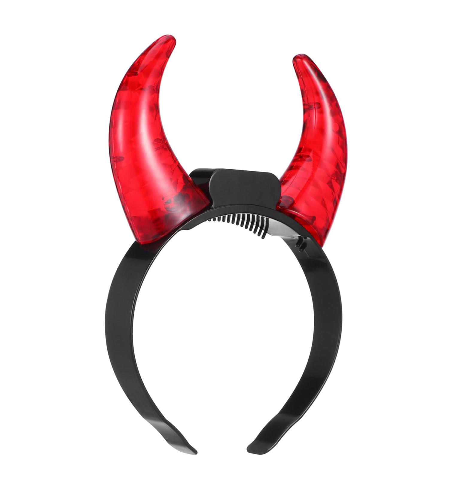 LIFKOME Devil Horns Headband Led Devil Ears Headband Glow in the Dark Halloween Devil Costume Accessory for Themed Party Cosplay Hairband Red - Buy Online on GoSupps.com