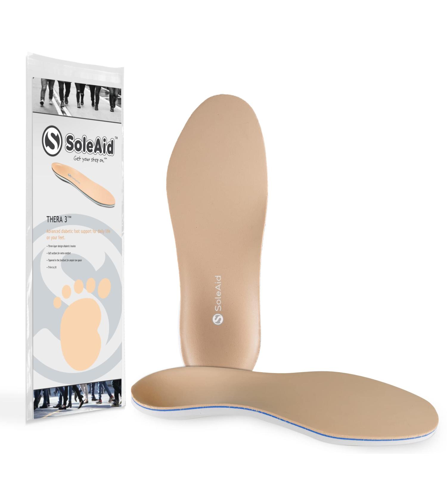 SoleAid Thera 3-Layer Diabetic Insoles | Shock Absorbing Foot Support for Size L Women 11-12 Men 9-10 - Buy Online on GoSupps.com