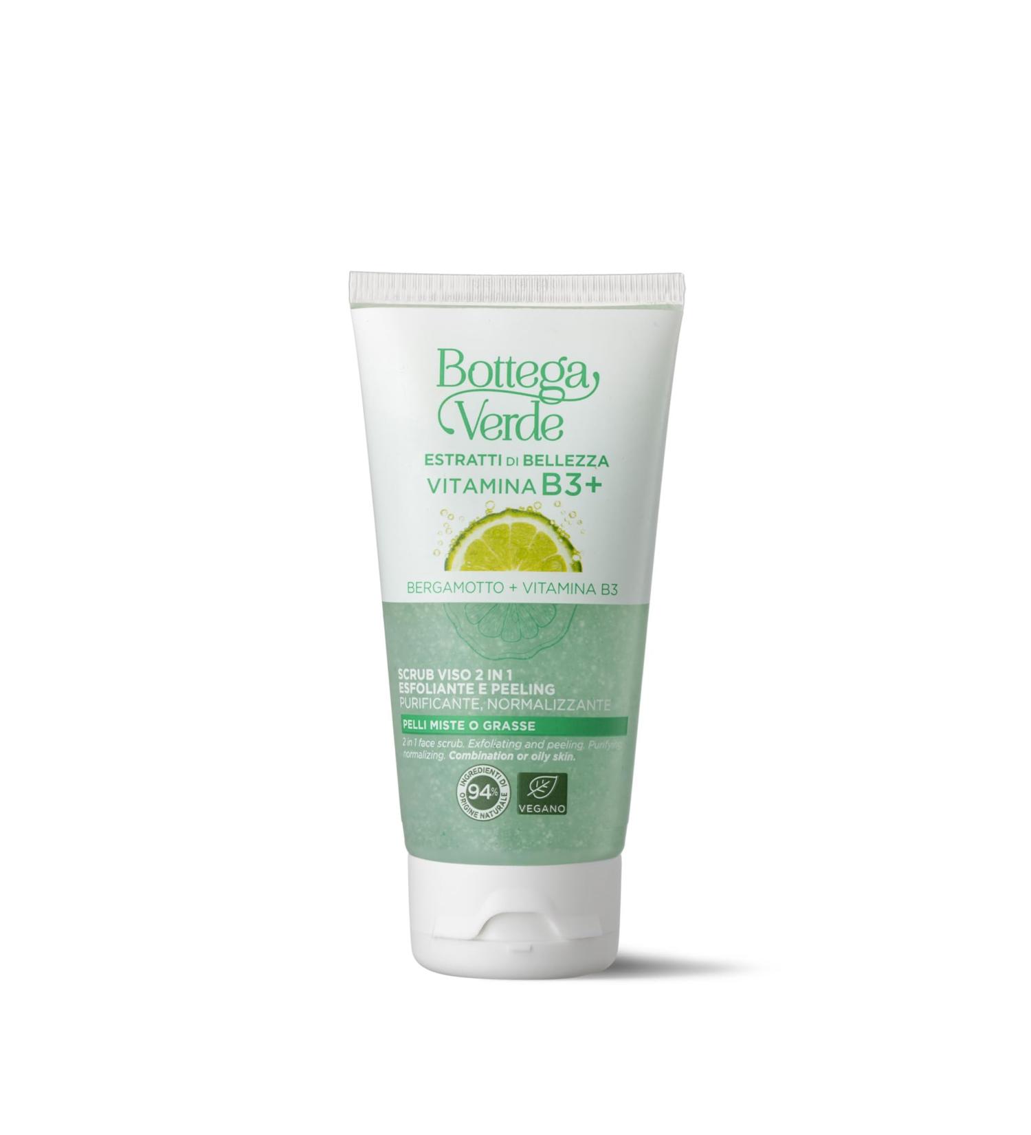 Bottega Verde Bottega Verde - Vitamin B3+ 2-in-1 Facial Scrub 75 ml with Vitamin B3 and Bergamot Exfoliating and Peeling Purifying and Normalizing action for combination or oily skin