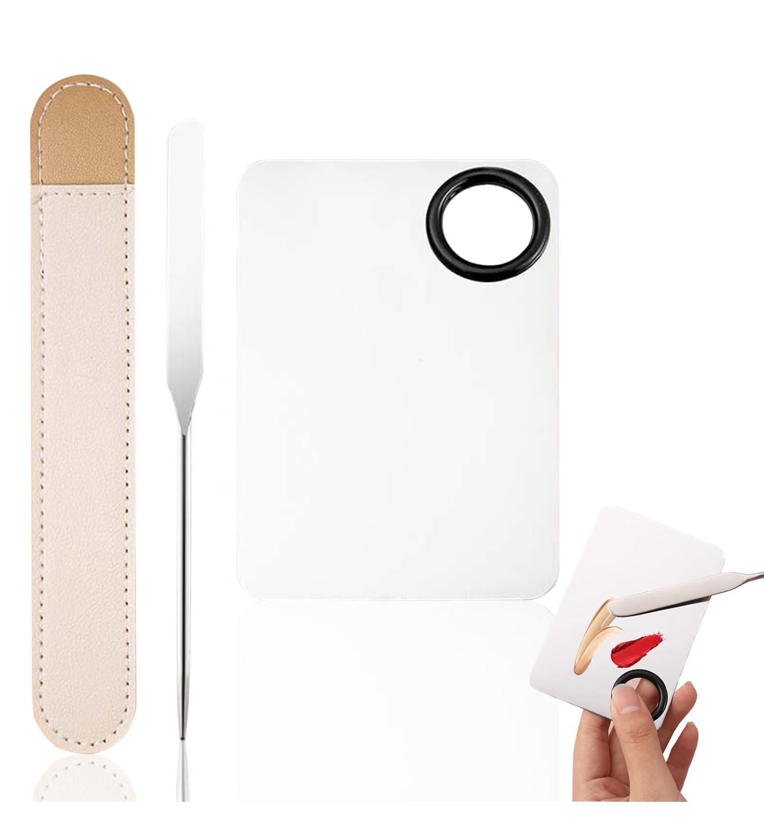 Makeup Mixing Palette Set 2pcs Stainless Steel make up palette and Makeup Spatula for Blending Foundation Lipstick Eyeshadow Spread Foundation Evenly Across Face for A Lighter Finish - Buy Online on GoSupps.com