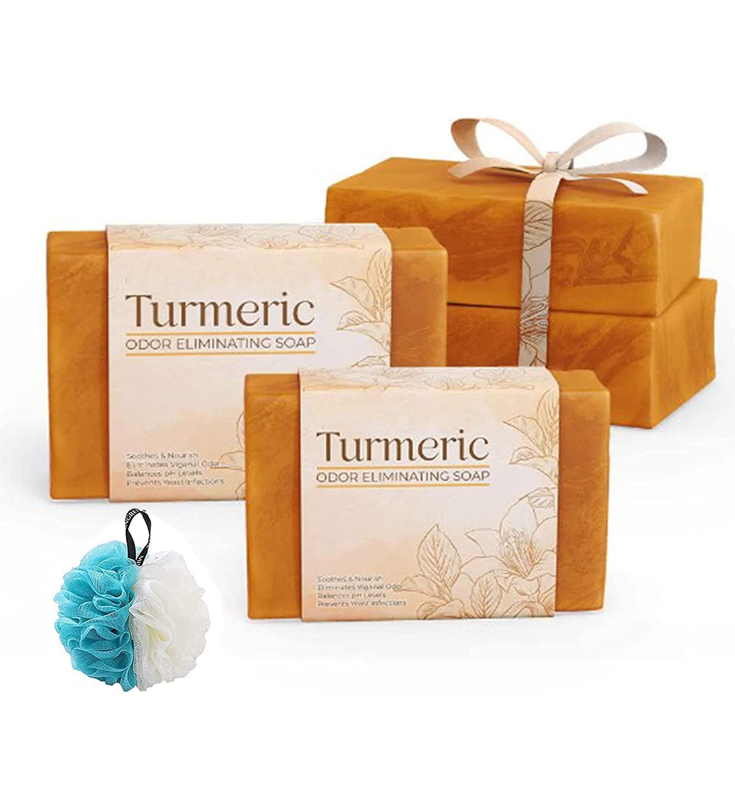  REPWEY 2 pcs PureHarmony Turmeric Odor Eliminating Soap Turmeric Soap for Skin Lightening Turmeric And Honey Soap Bar Cleansing Natural Handmade Soap for All Skin - Buy Online on GoSupps.com
