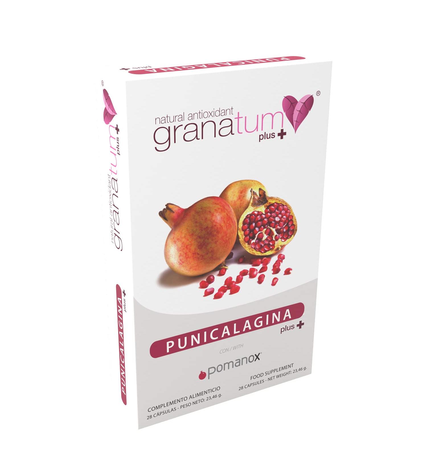 Granatum Plus - Punicalagina Plus - Food Supplement - Pomegranate Extract - Antioxidant Supplement - Digestion and Metabolism - Skin Care - Made in Spain - 1 Box of 28 Tablets - Buy Online on GoSupps.com