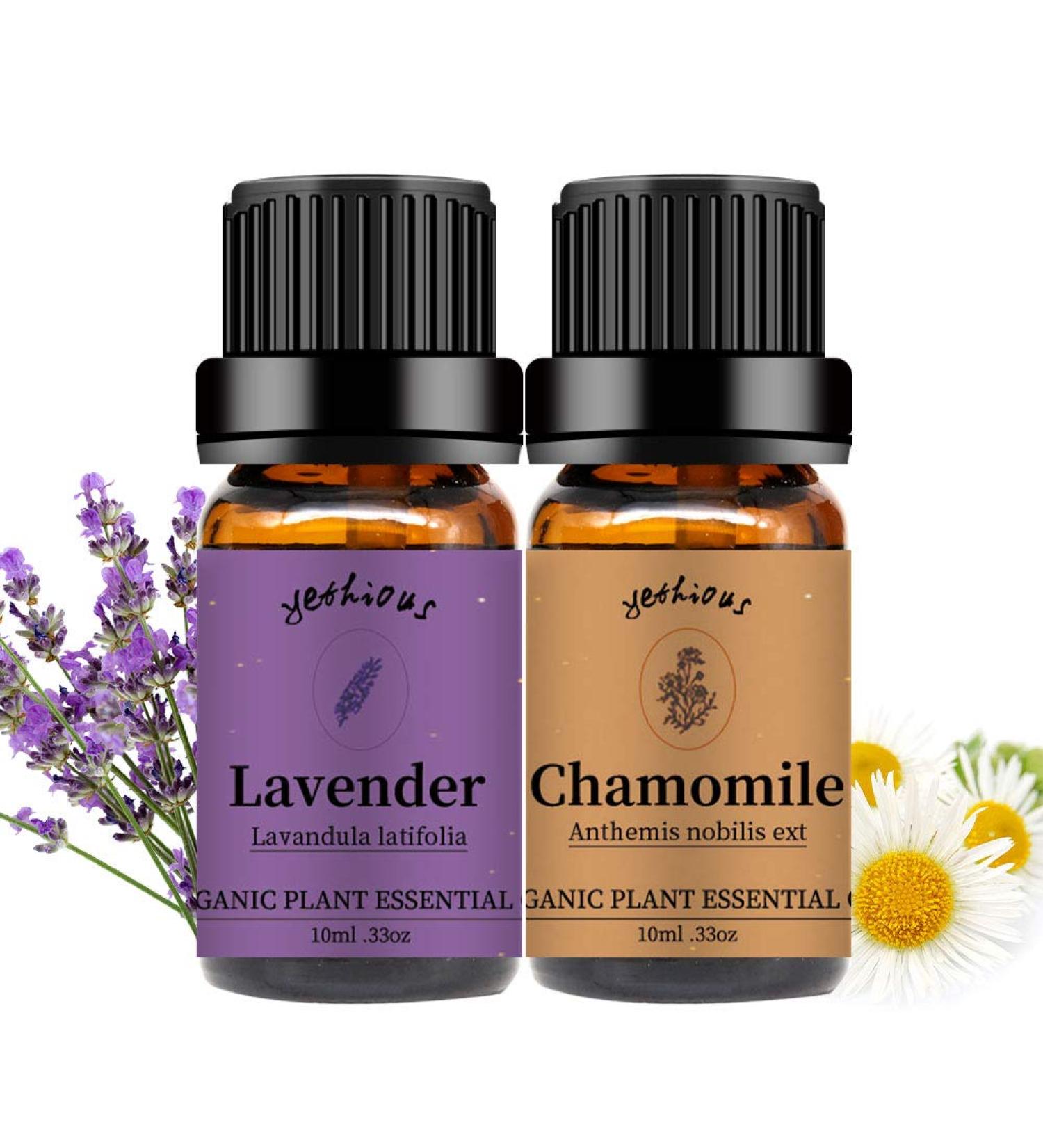 Yethious Organic Chamomile Lavender Essential Oil Set - 2 Pack Aromatherapy Oils for Diffuser - Buy Online on GoSupps.com