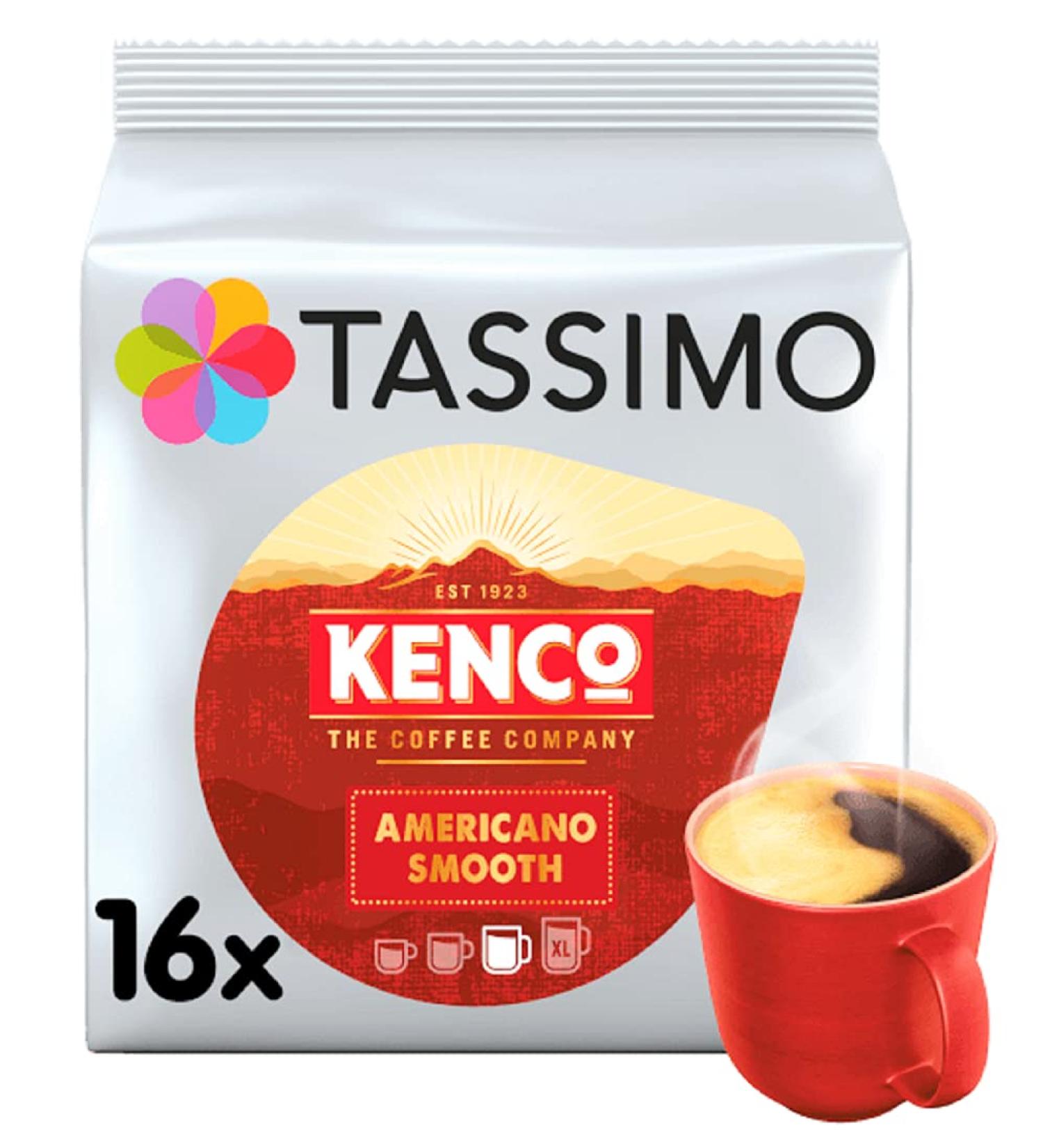 Tassimo Coffee Pods Tassimo Kenco Americano Black Coffee Smooth Grande XL Decaff Bundle Pack of 16 T Pods (1 x Americano Smooth 16 Cups)