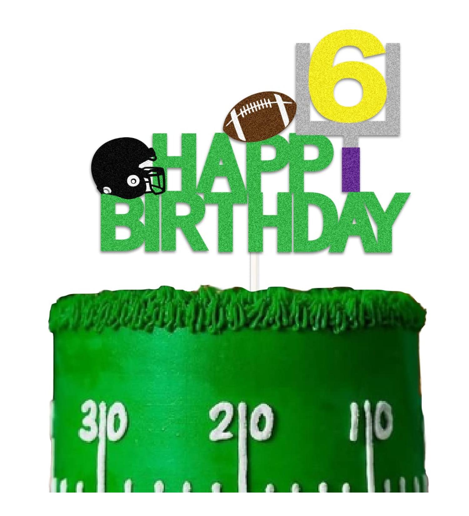 Football 6 Cake Toppers 6th Birthday Decoration with Rugby Ball for Football 6th Themed Birthday Party - Buy Online on GoSupps.com