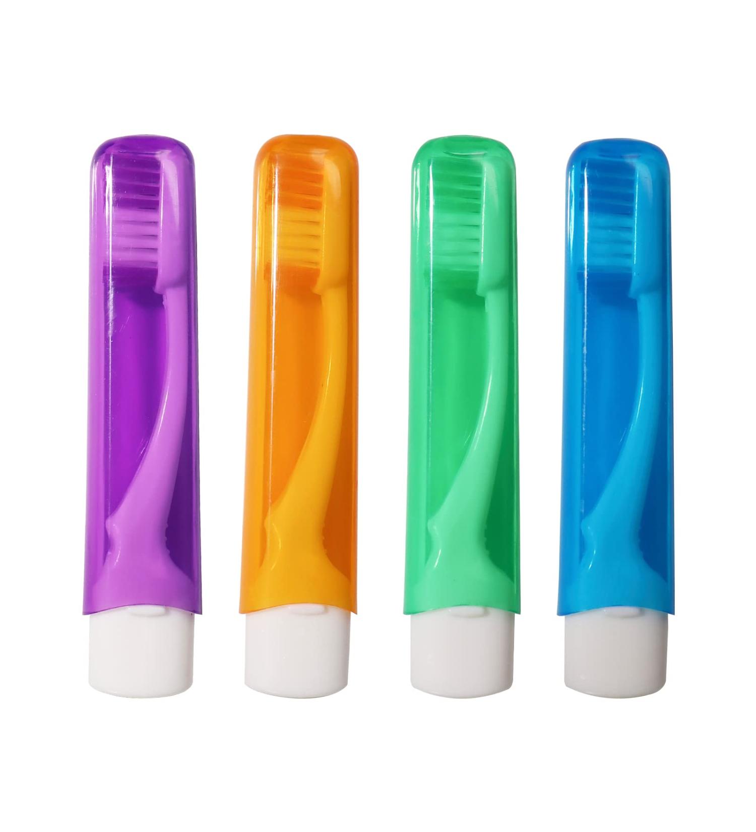 LYU Travel Toothbrush Set - 4 Mini Soft Bristles Foldable Toothbrushes with Case - Buy Online on GoSupps.com