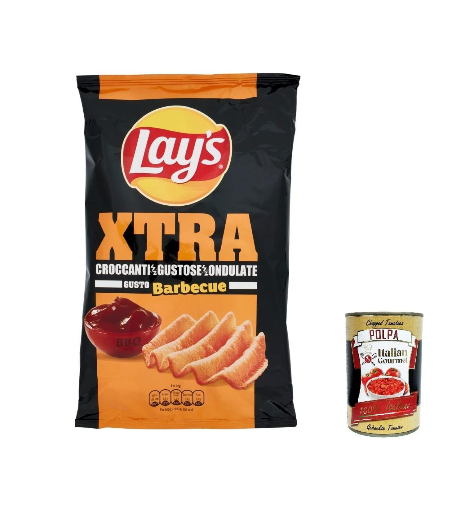  Italian Gourmet E.R. Lay's XTRA GUSTO BARBECUE Pack of 12 salted potato chips 110g + Italian Gourmet Polpa 400g - Buy Online on GoSupps.com