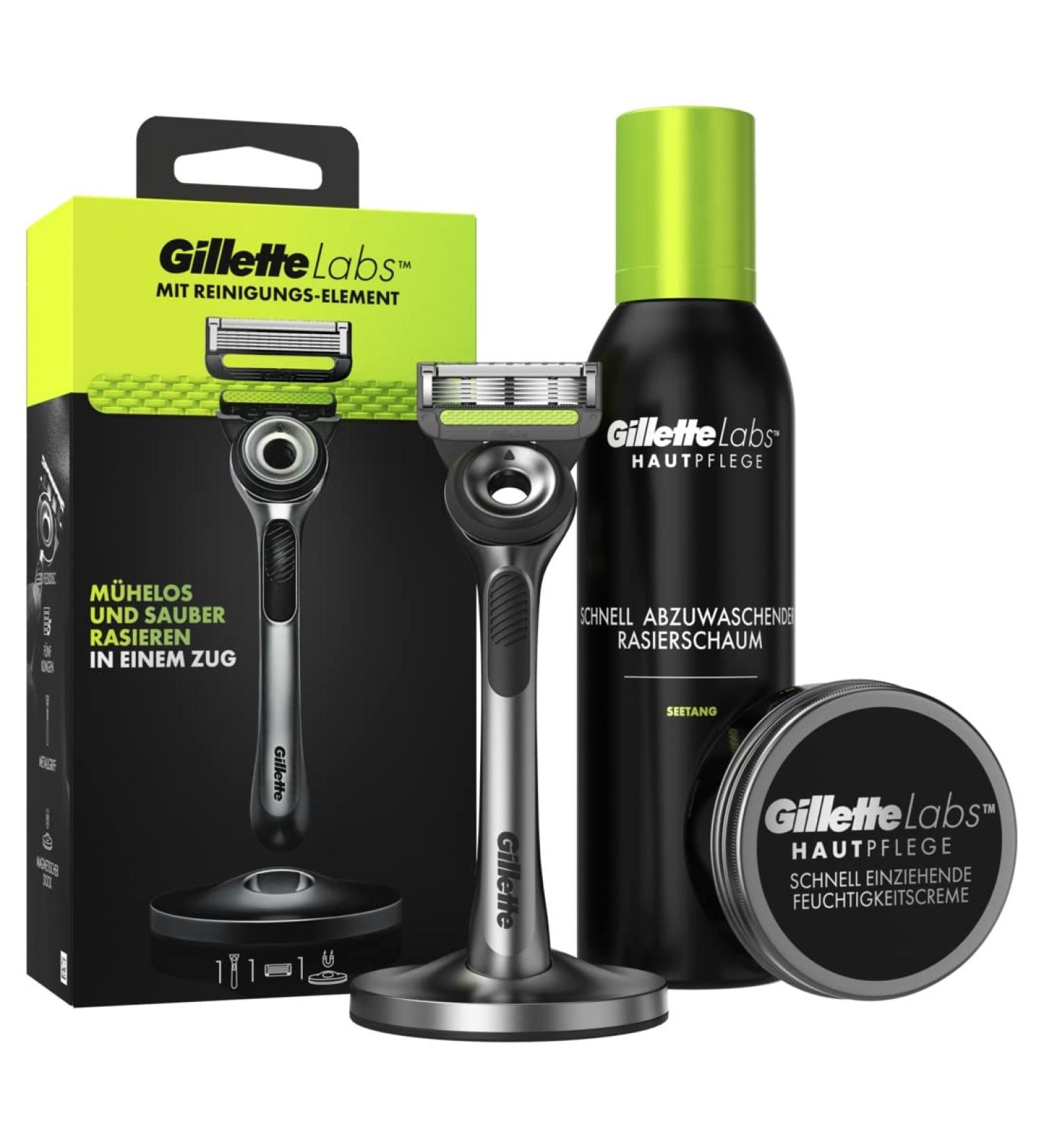Gillette Labs Beard Care Set Wet Razor Men + 1 Razor Blade + Moisturizer (100ml) + Shaving Foam (240ml) for Men