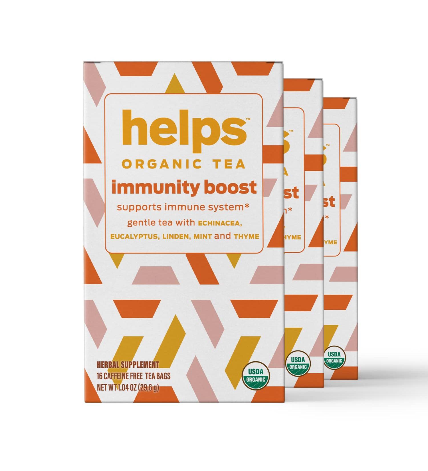 HELPS TEAS | Helps Immunity Boost Tea | Organic herbal blend of Echinacea, Eucalyptus, Mint, Linden, Thyme and Natural Honey Flavor. Facilitates Respiratory Health | 16 Tea Bags - Pack of 3 | Helps Immunity Boost 16 Count (  - Buy Online on GoSupps.com