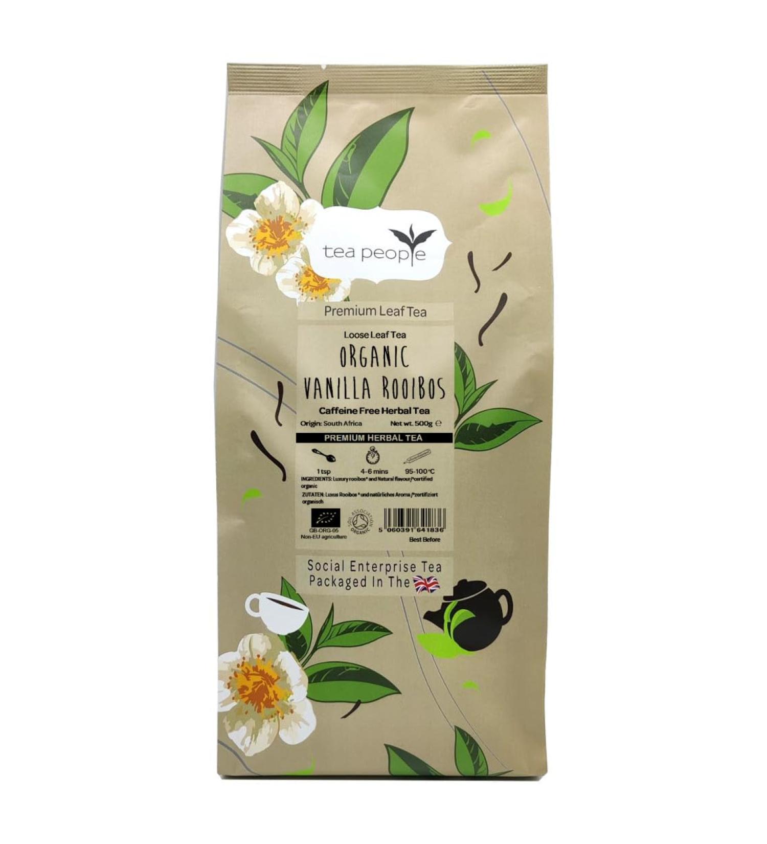 Tea People Organic Vanilla Rooibos Loose Tea - 500g | Premium Vanilla Infused Herbal Tea - Buy Online on GoSupps.com
