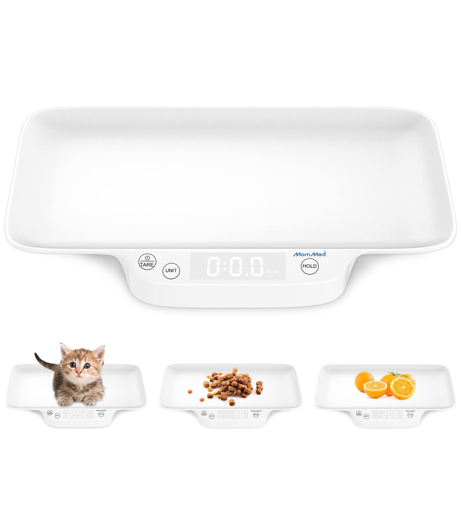 MomMed Digital Pet Scale - Portable Precision Scale for Dogs, Cats, Puppies, Kittens, Hamsters, Birds, Rabbits - Hold and Tare Function - Ideal for Newborn Pets - Buy Online on GoSupps.com