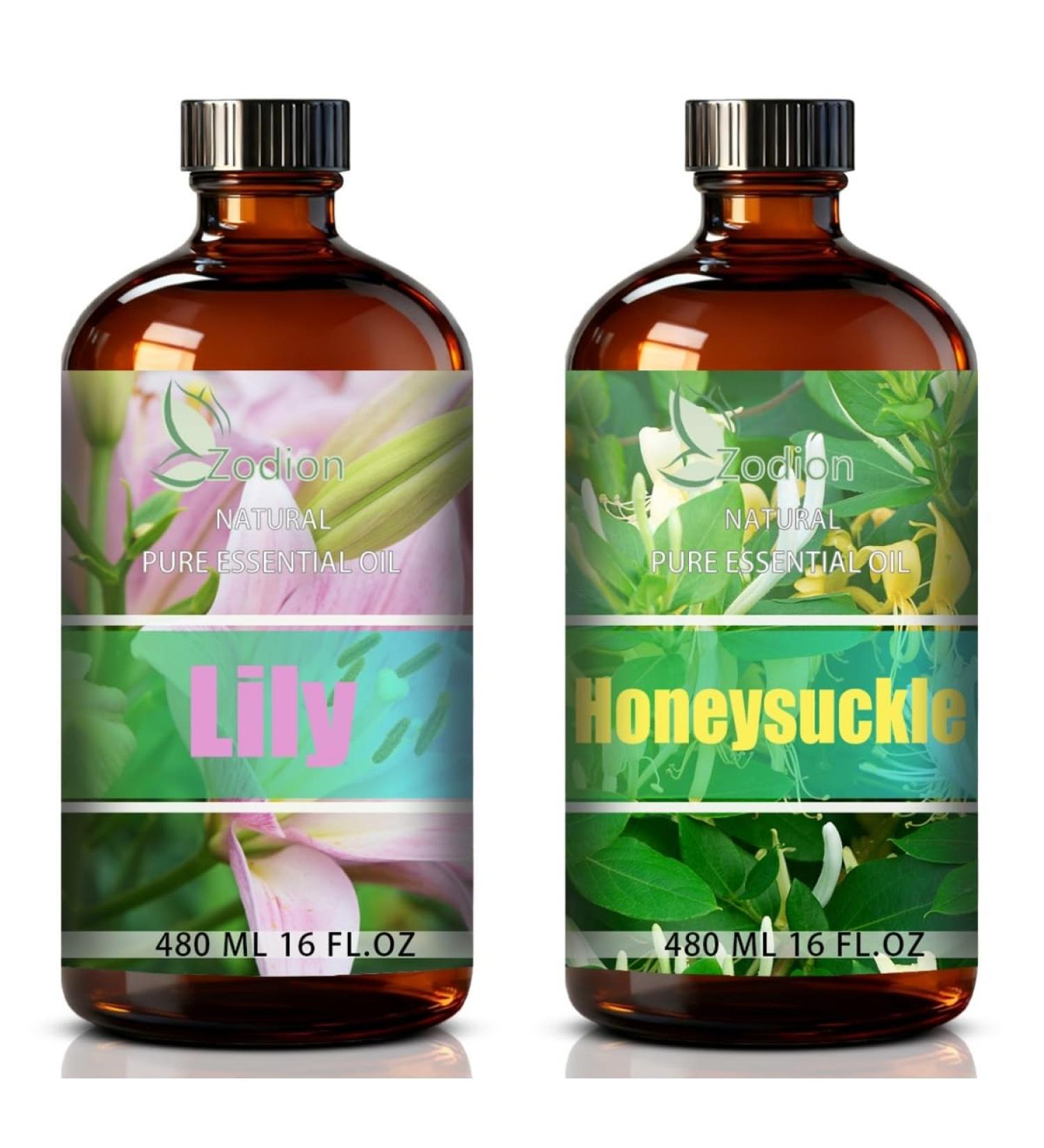 Honeysuckle Essential Oil 16 Fl Oz and Lily Essential Oil 16 Fl Oz - Honeysuckle & Lily Oil for Diffuser Aromatherapy Home Fragrance Skin & Hair Care DIY Candle & Soap Making Yoga - Buy Online on GoSupps.com