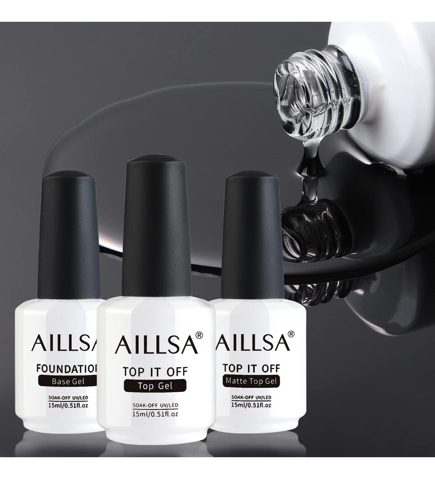 AILLSA 3PCS Base and Top Coat Set - No Wipe Matte & Mirror Gloss | Long-Lasting Gel Nail Polish | UV LED Soak Off | Nail Art DIY - Buy Online on GoSupps.com