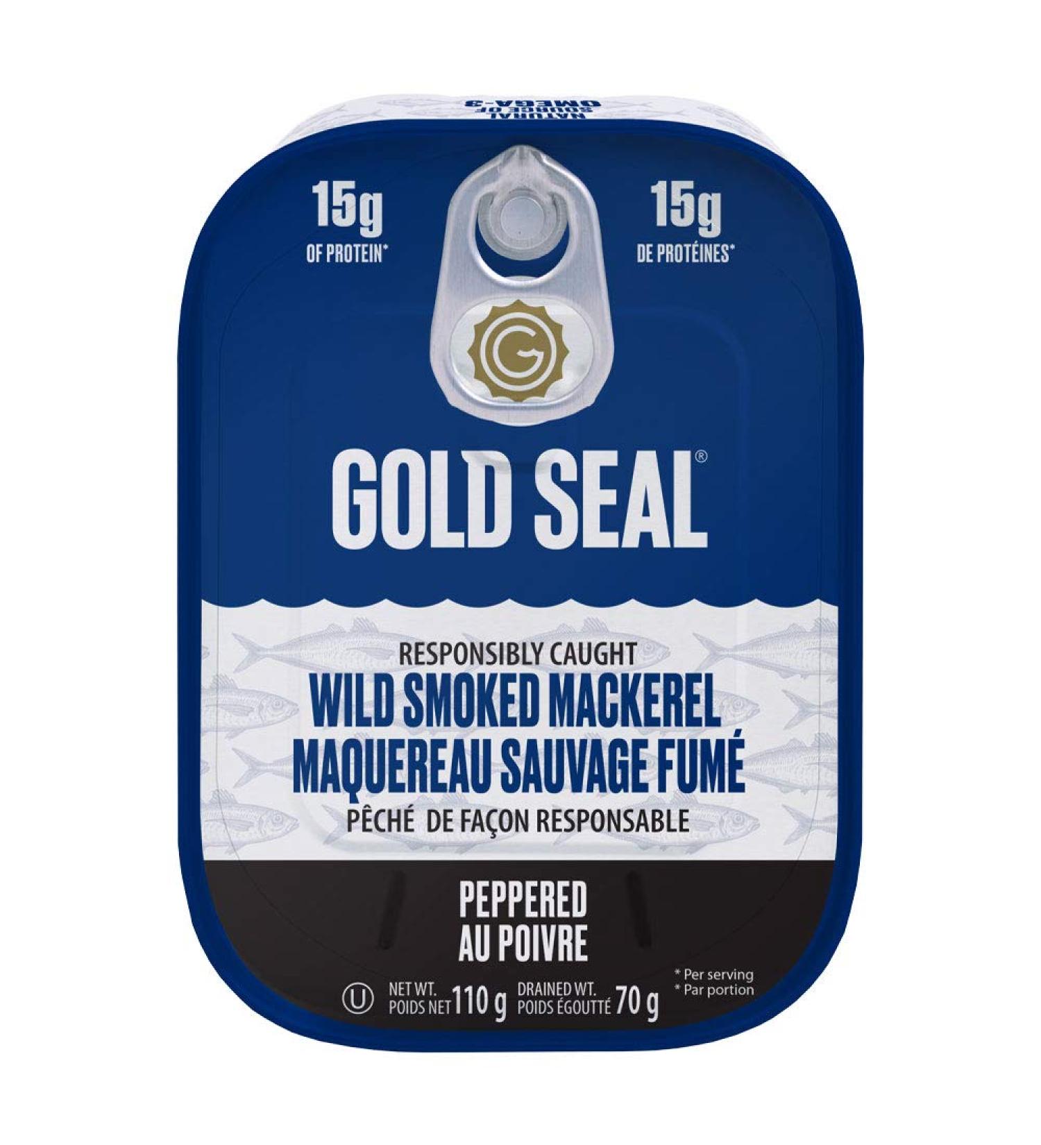 Gold Seal Wild Smoked Mackerel Peppered - 110 Grams 12 Count - Canned Fish - Hot Smoked - High in Protein - Source of Omega-3s - Gluten Free - Kosher - Wild Caught - Responsibly Caught Wild Smoked Peppered Mackerel 1.32 kg (Pack of 1) - Buy Online on GoSupps.com