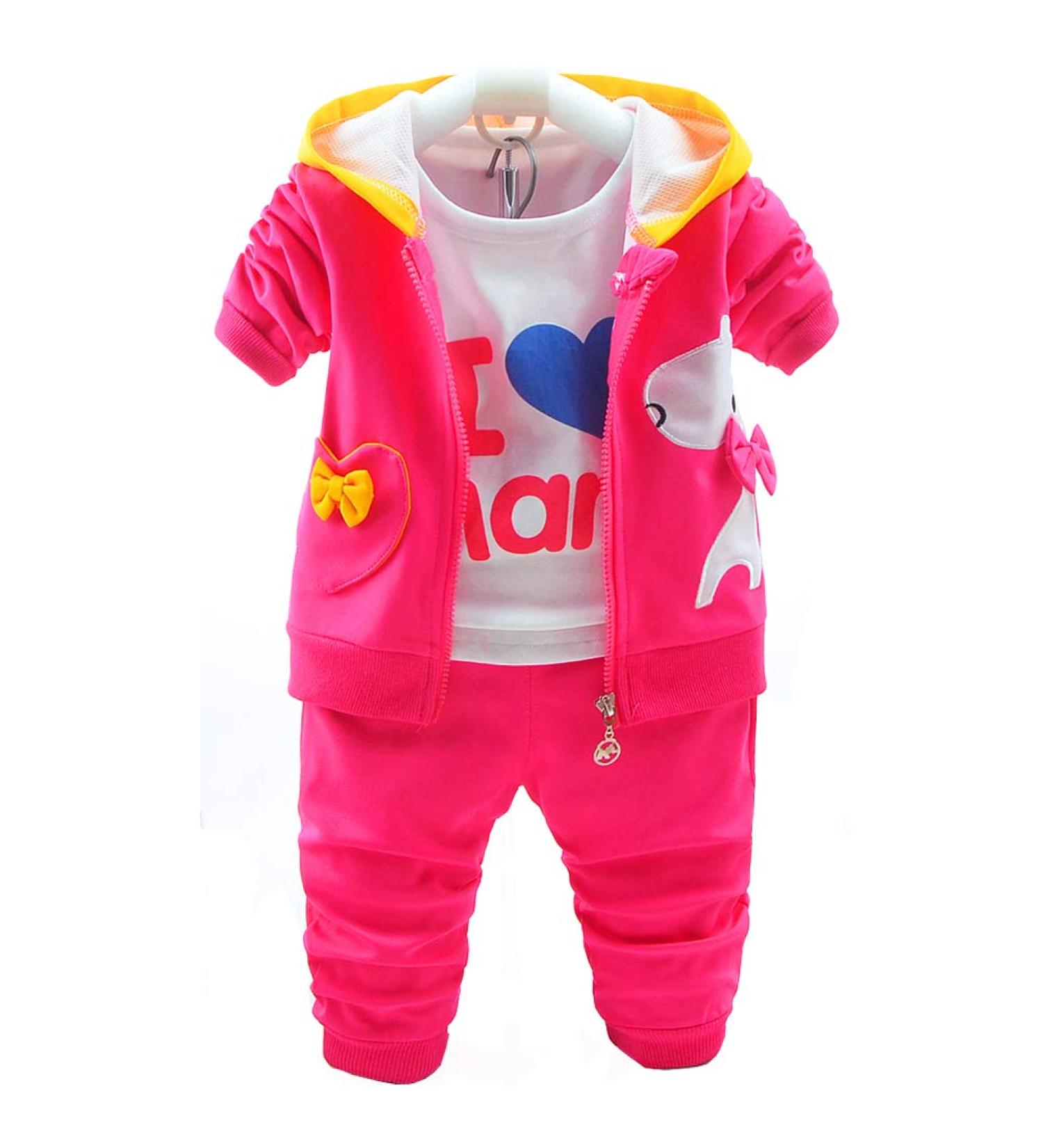 Yao Baby Girls Red 3 Piece Set - T-Shirt, Vest, Pants | 3-4 Years - Buy Online on GoSupps.com