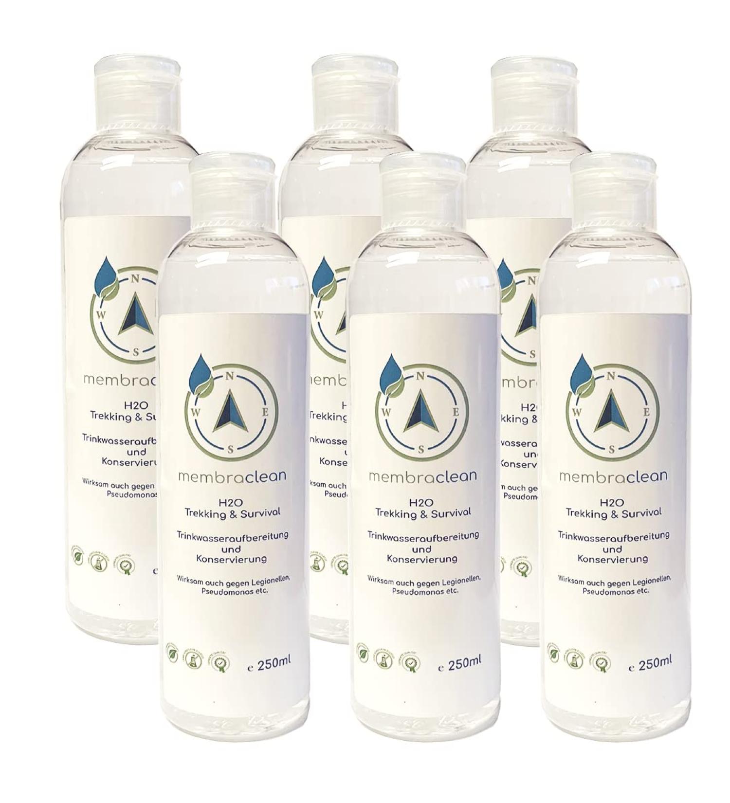 6 x membraclean H2O Trekking & Survival for drinking water treatment - 250 ml