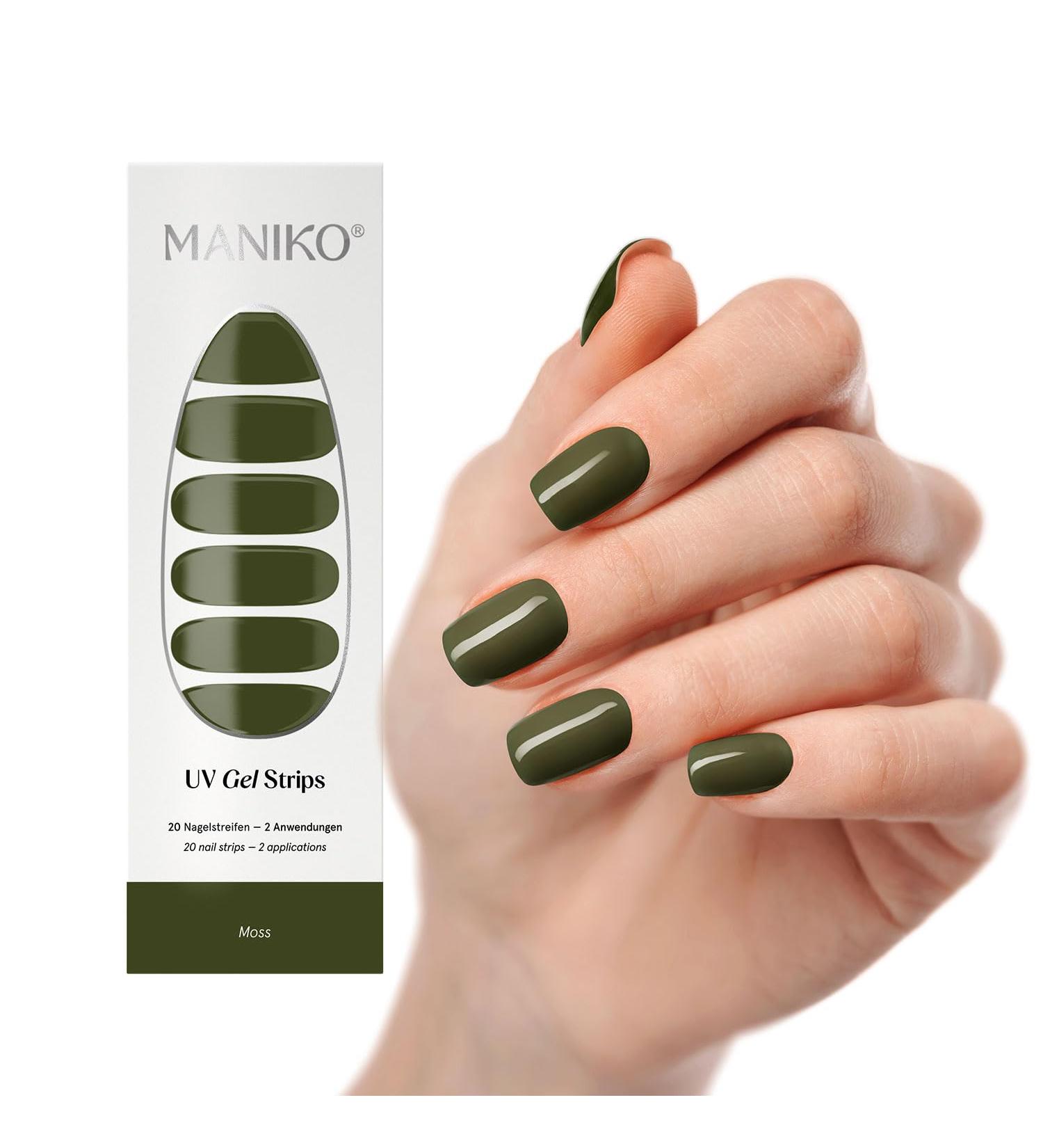 Maniko UV Gel Strips - Vegan Self-Adhesive Nail Film for Natural Nails - Long-Lasting Manicure - 20 Moss Strips (Up to 2 Applications) - Buy Online on GoSupps.com
