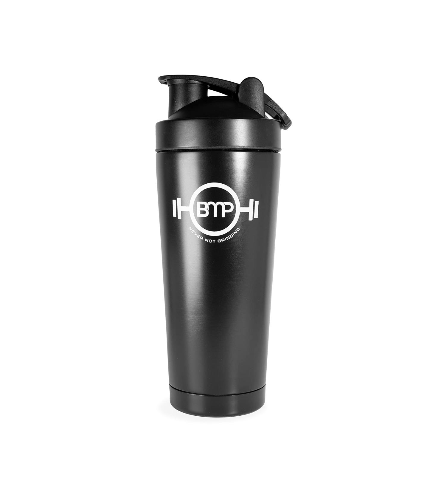 Buy BMP Fitness Stainless Steel Protein Shaker 750ml - Sustainable Metal Bottle with Spiral Ball (Black) | International Shipping Available - Buy Online on GoSupps.com