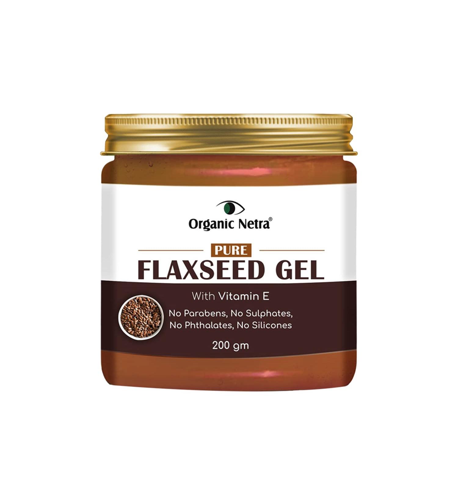 Organic Netra Pure Flaxseed Gel with Vitamin E | Nourish & Strengthen Hair & Skin | Anti-Aging & Safe for All Skin Types - 7.05 Oz - Buy Online on GoSupps.com