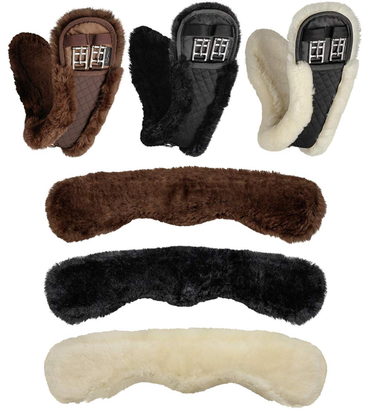 Equinate Moon Anatomical Lambskin Short Girth - Dressage Girth 50-80 cm in Brown & Black - Buy Online on GoSupps.com