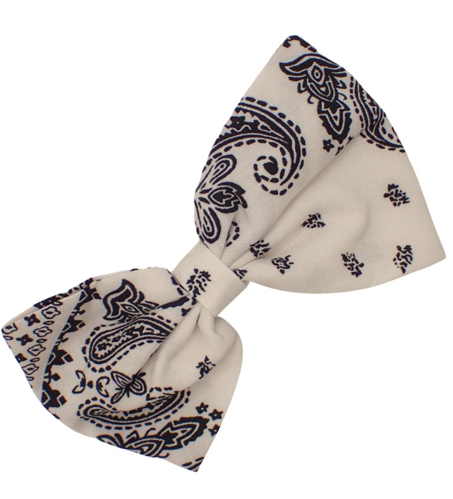 Topkids Accessories Fabric Paisley Print Bow Hair Clip for Girls & Women Hair Accessories for Girls Cute Hair Clip for Girls Bandana Print Bow Clip Unisex Hair Accessory Pretty Bow Hair (White) - Buy Online on GoSupps.com
