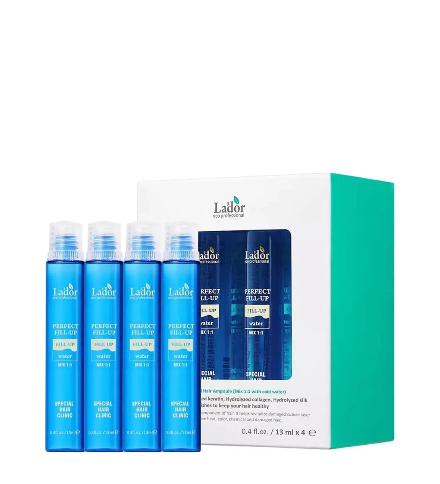 LA'DOR Perfect Hair Fill-up Professional Salon Care Hair Serum: Treatment Conditioner 4 Ampoules of 13 ml Hair Treatment Keratin Protein Collagen - Buy Online on GoSupps.com