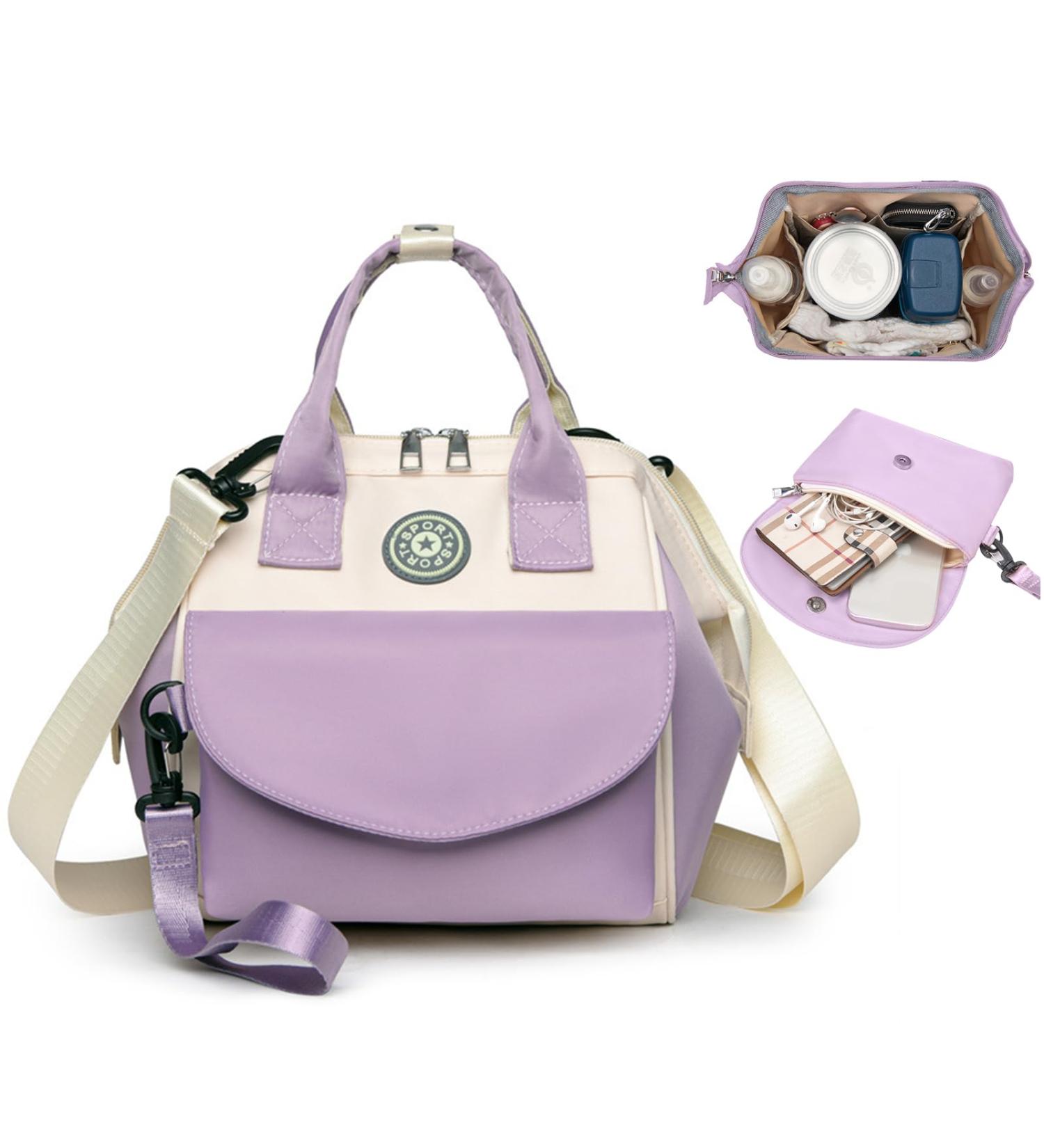 Balakaka Baby Diaper Bag Stroller - 7L Large Mommy Backpack with Pacifier Bag | 2-in-1 Removable Travel Diaper Bag - Purple - Buy Online on GoSupps.com