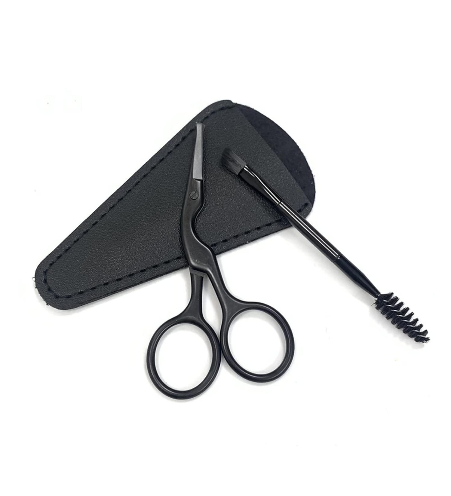 Small Hair Grooming Scissors and Brow Spoolie Brush Set - Multi-Purpose Beauty Kit for Eyebrow, Nose, Moustache, and Beard Grooming - Buy Online on GoSupps.com