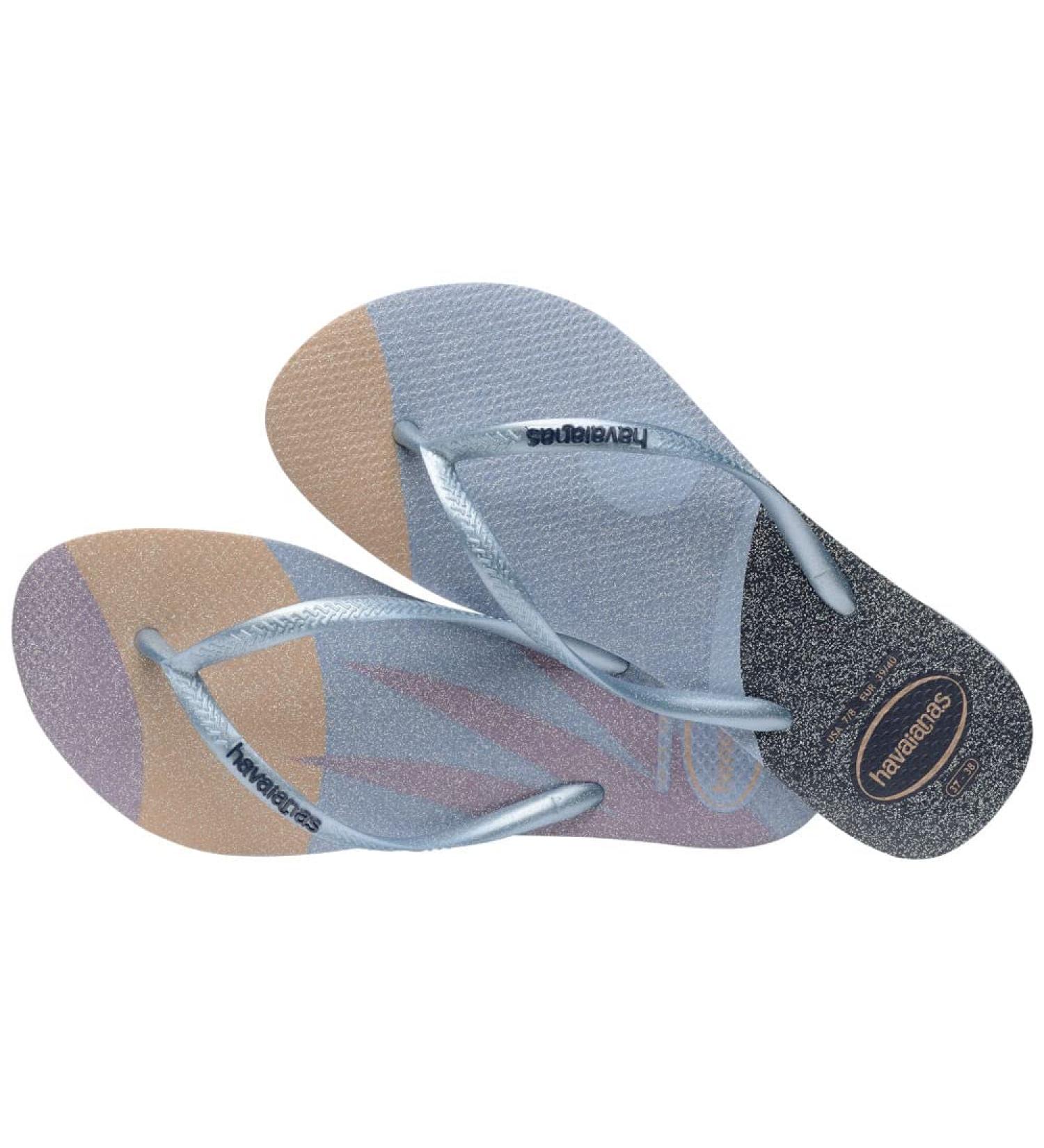 Havaianas Slim Palette Glow Flip Flops for Women - Ashley Blue EU 35/36 | Stylish & Comfortable Summer Footwear - Buy Online on GoSupps.com