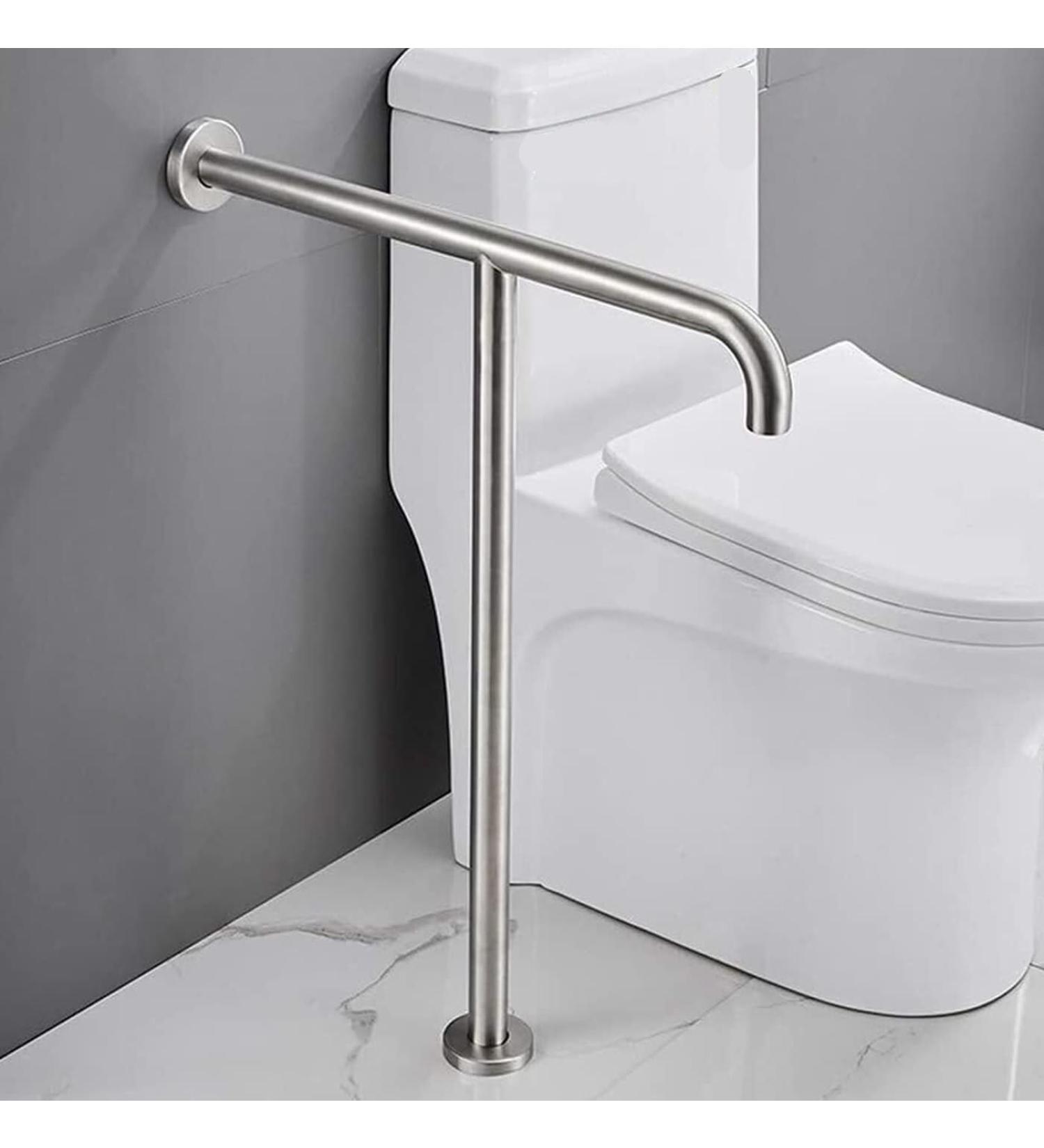 Stainless Steel Toilet Grab Bar with Leg Support Drop Down Wall Mounted Rail Grab Bar Wall to Floor Mount Bathroom Grab Rail for Safety 570mm Length - Buy Online on GoSupps.com
