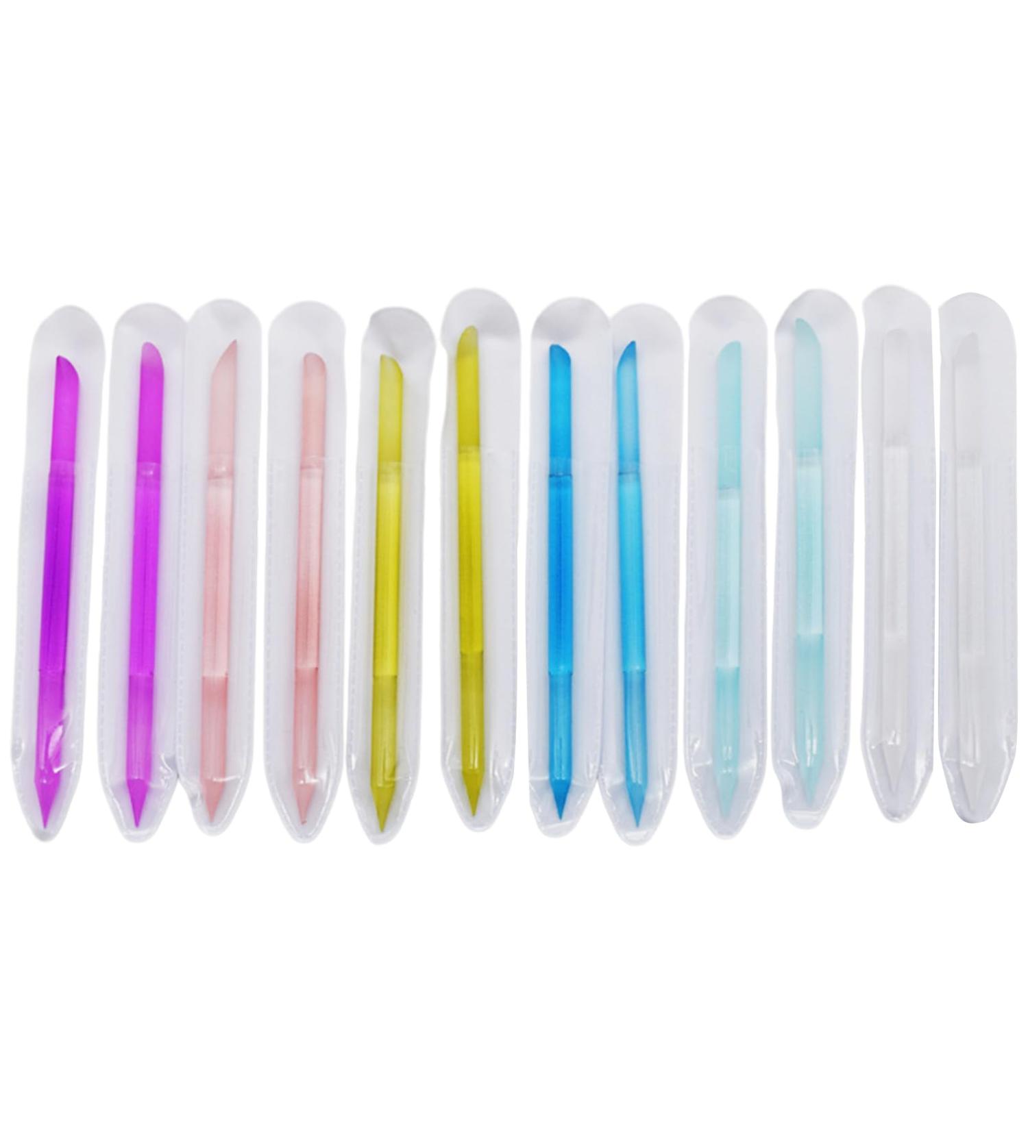 12Pcs Glass Cuticle Pusher Double Ended Manicure Stick Crystal Cuticle Pusher Glass File Professional Filing Stick - Buy Online on GoSupps.com