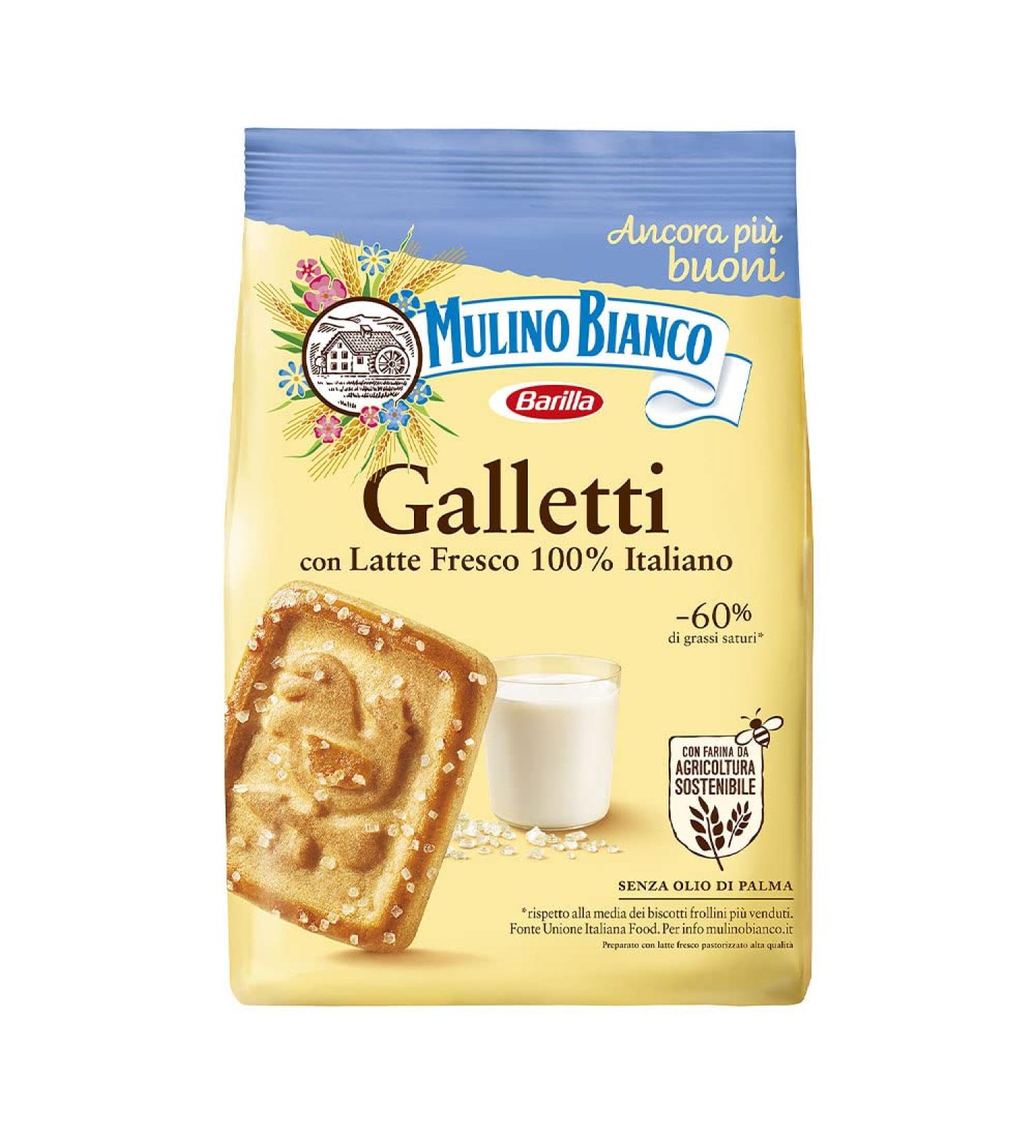 Mulino Bianco Galletti 100% Italian Premium Quality Fresh Milk Biscuits New Recipe Made with Flour from Sustainable Agriculture 1 Pack of 350 g - Buy Online on GoSupps.com