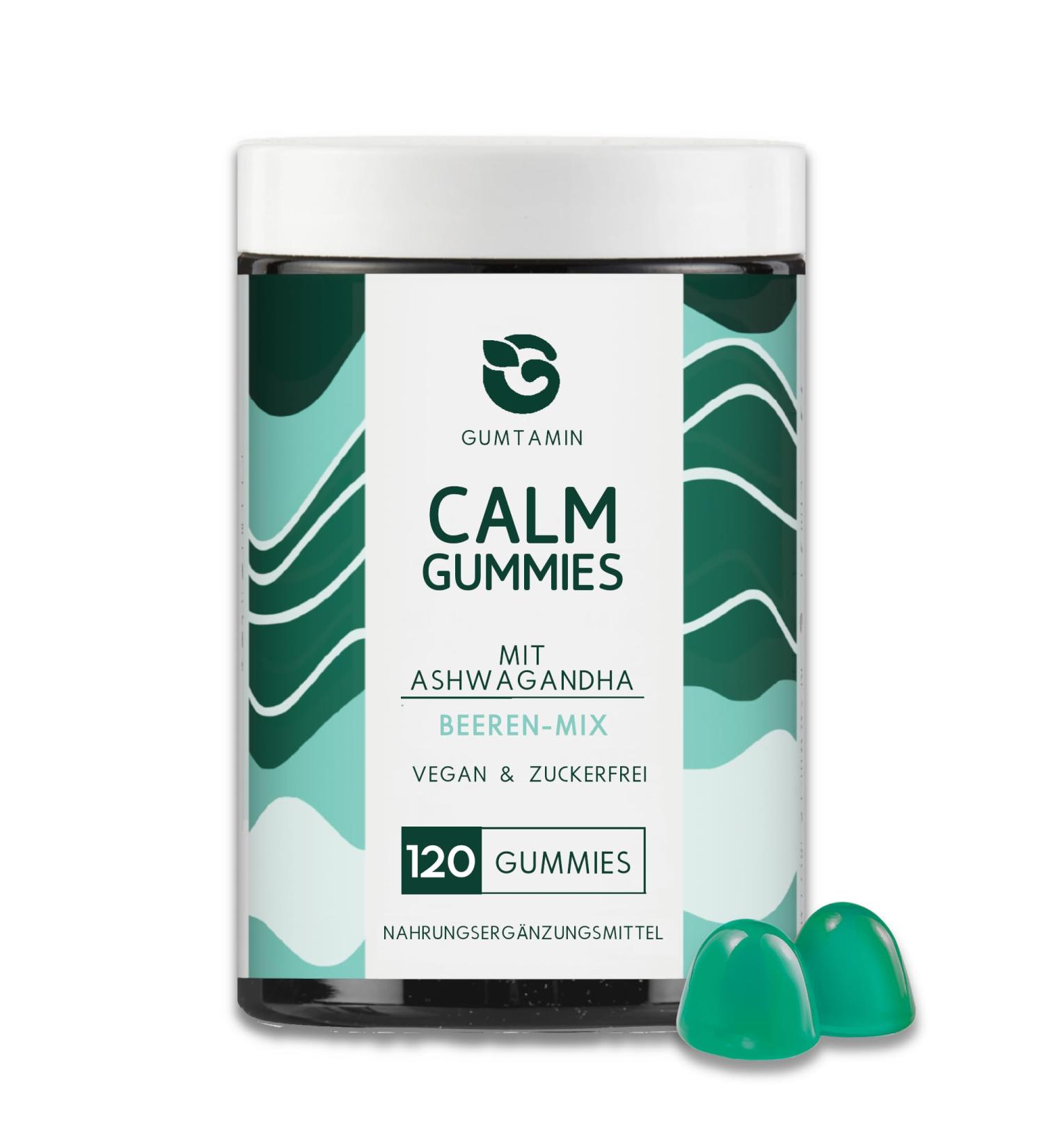 Gumamin Ashwagandha Gummies - Sugar-Free Vegan 120 Count | Natural Berry Flavor | Premium Calm Support - Buy Online on GoSupps.com