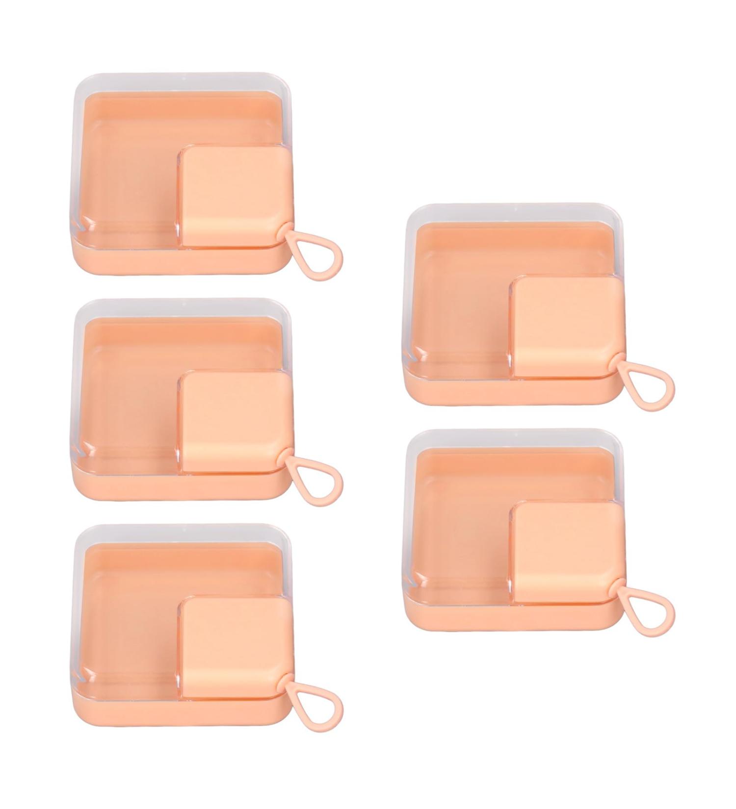 Powder Puff Holder 5 Pieces Cosmetic Puff Holder Transparent Rectangular Portable Makeup Puff Holder with Hanging Ring - Buy Online on GoSupps.com