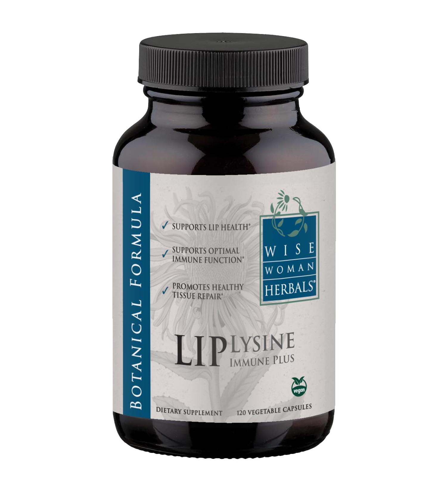 Wise Woman Herbals Lysine Immune Plus Lip Capsules - 120 Count | Clinically Proven L-Lysine for Lip Health | Bioactive Zero Harmful Additives International Shipping - Buy Online on GoSupps.com