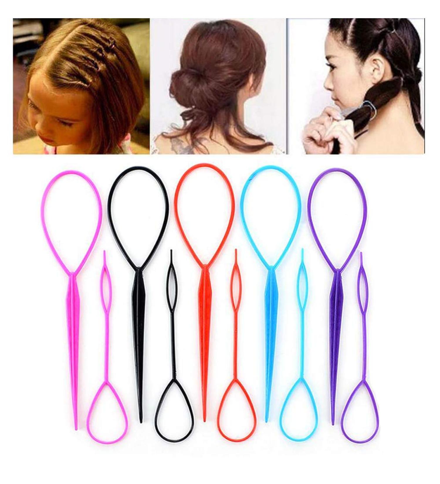 10pcs Tail Hair Styling Kit - Plastic Magic Braid Ponytail Maker Clips & Accessories | DIY Hair Styling Tools (Random Color) - Buy Online on GoSupps.com