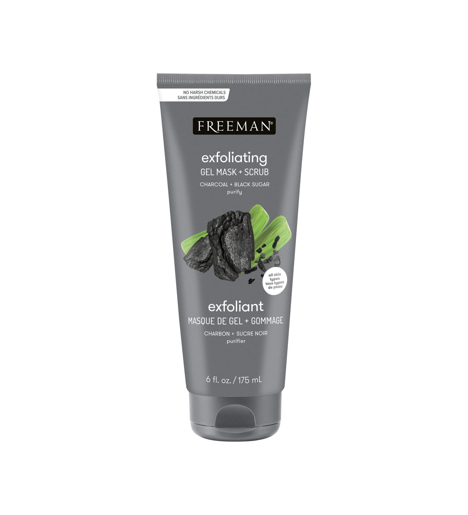 Freeman Charcoal & Black Sugar Facial Gel Mask 6 fl.oz. - Exfoliating & Purifying Formula - Buy Online on GoSupps.com