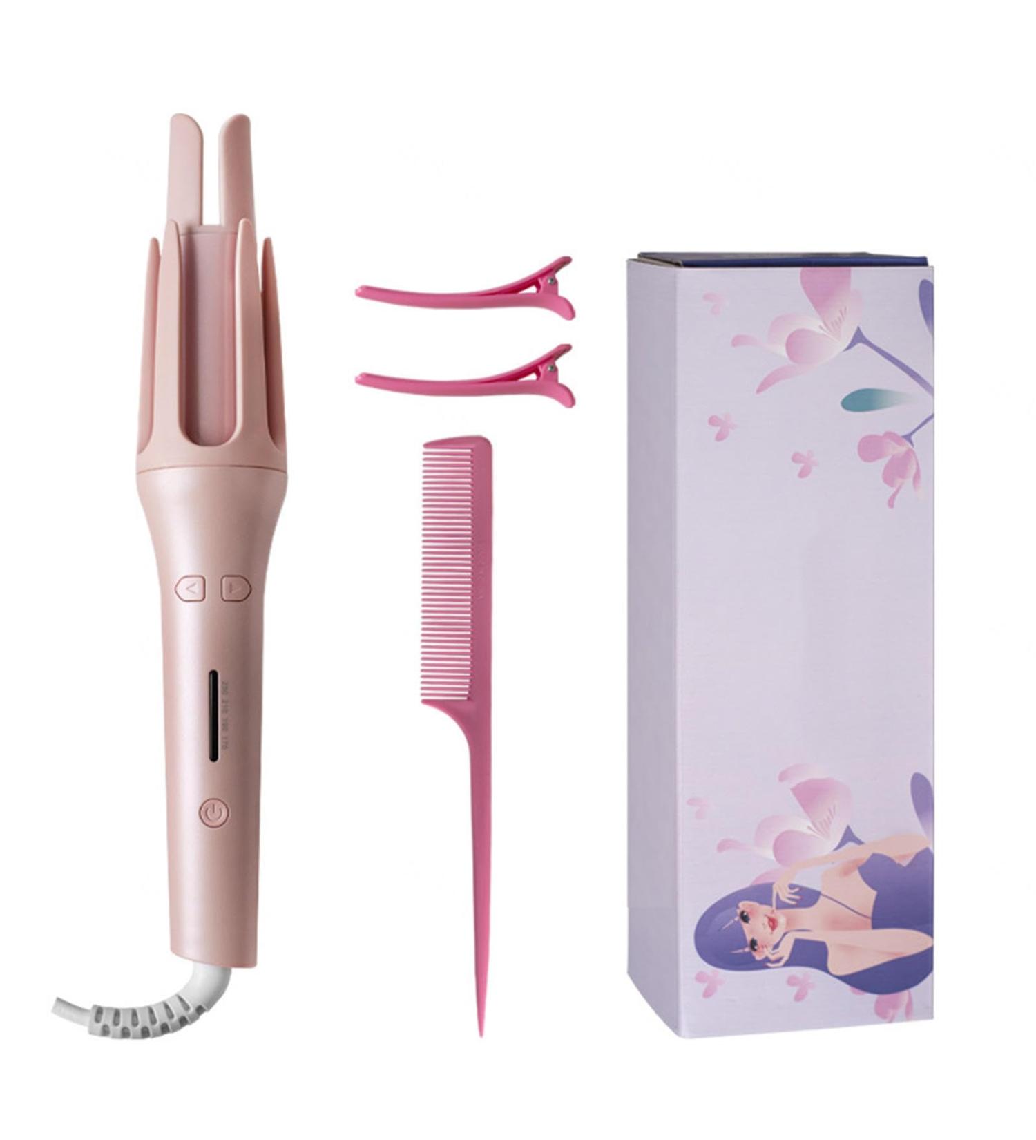 Hair Wand Curling Iron 1 Inch Curling Iorn with 4 Temps Instant Heat Auto Curler for Long Hair Pink - Buy Online on GoSupps.com