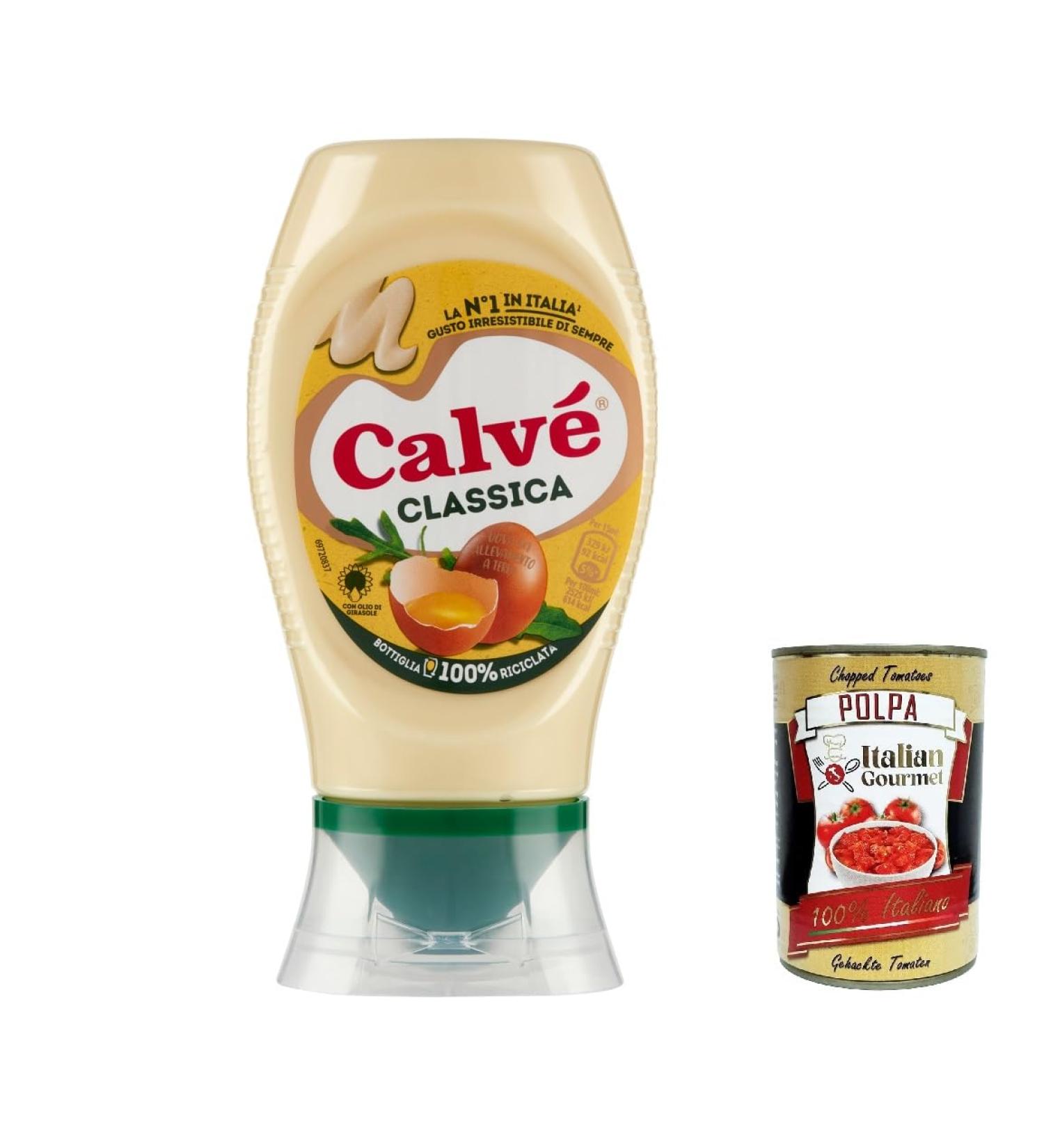  Italian Gourmet E.R. Calv Classic Mayonnaise 250ml Sunflower Seed Oil - Ideal for Sandwiches and Canapes No Preservatives and Sugar Gluten Free Vegetarian + Italian Gourmet Polpa 400g (Pack of 12) - Buy Online on GoSupps.com