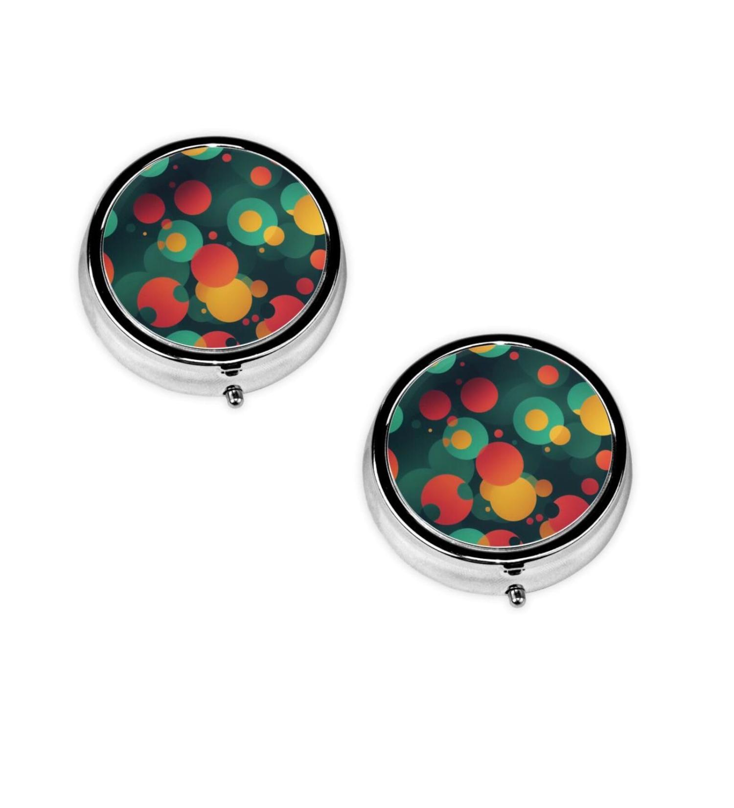 Abstract Round Pattern Mini Pill Box | 3 Compartment Travel Organizer | Portable Medicine Case for Home & Office - Buy Online on GoSupps.com