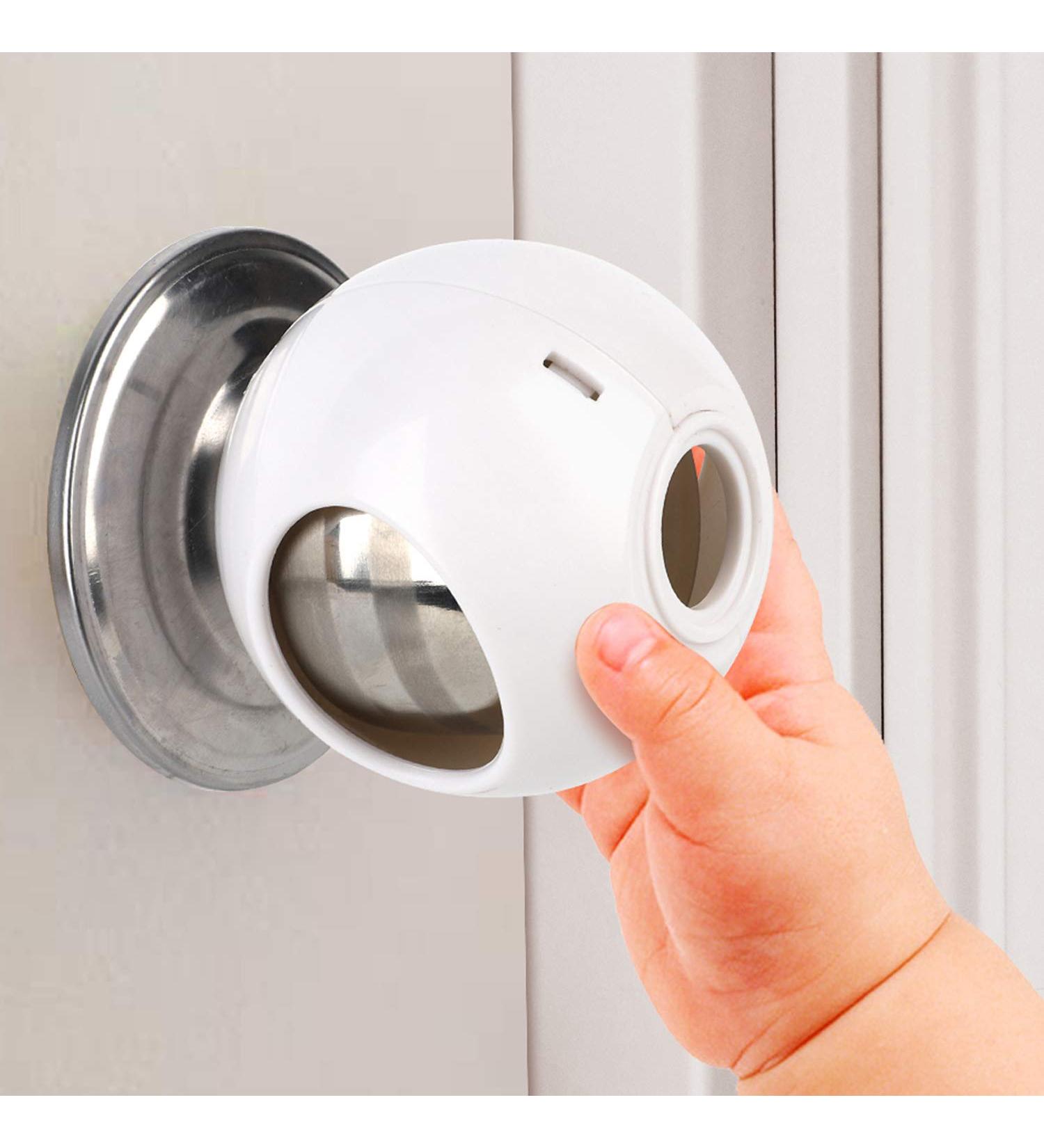 Child Safety Door Knob Covers (4 Pack) - New Shape & Structure Design, Prevent Kids from Opening Doors - Baby Safety Locks, White, Fits Most Knobs - Buy Online on GoSupps.com